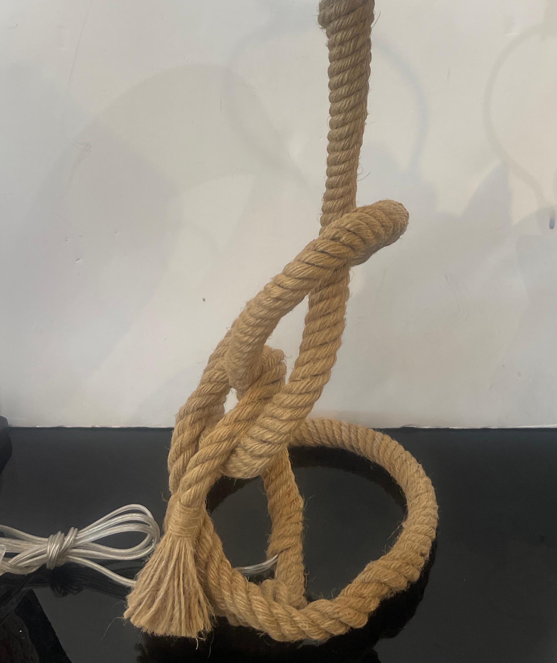 1960s,  Lámpara de mesa Rope de Audoux-Minet, Francia Hecho a mano en venta