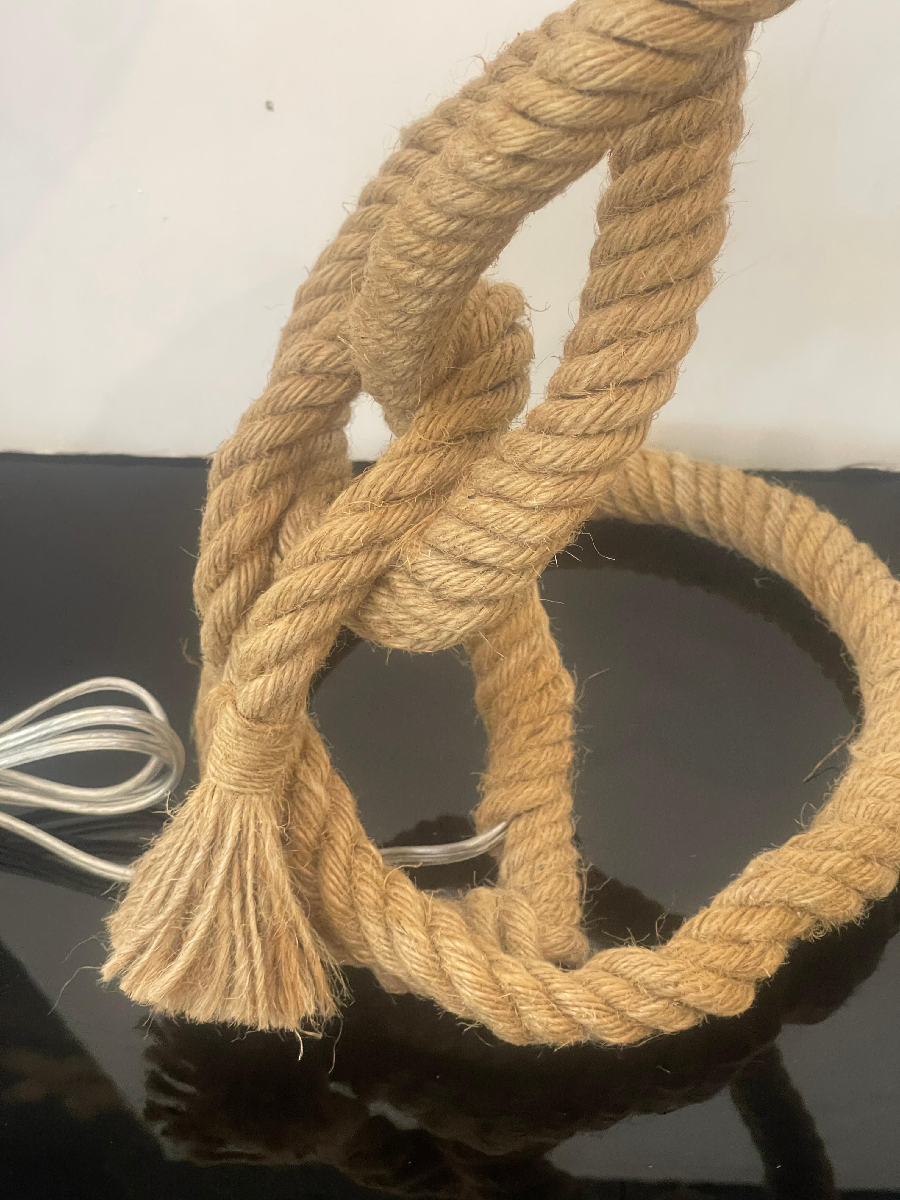 1960s,  Lámpara de mesa Rope de Audoux-Minet, Francia en Bueno estado para la venta en West Palm Beach, FL