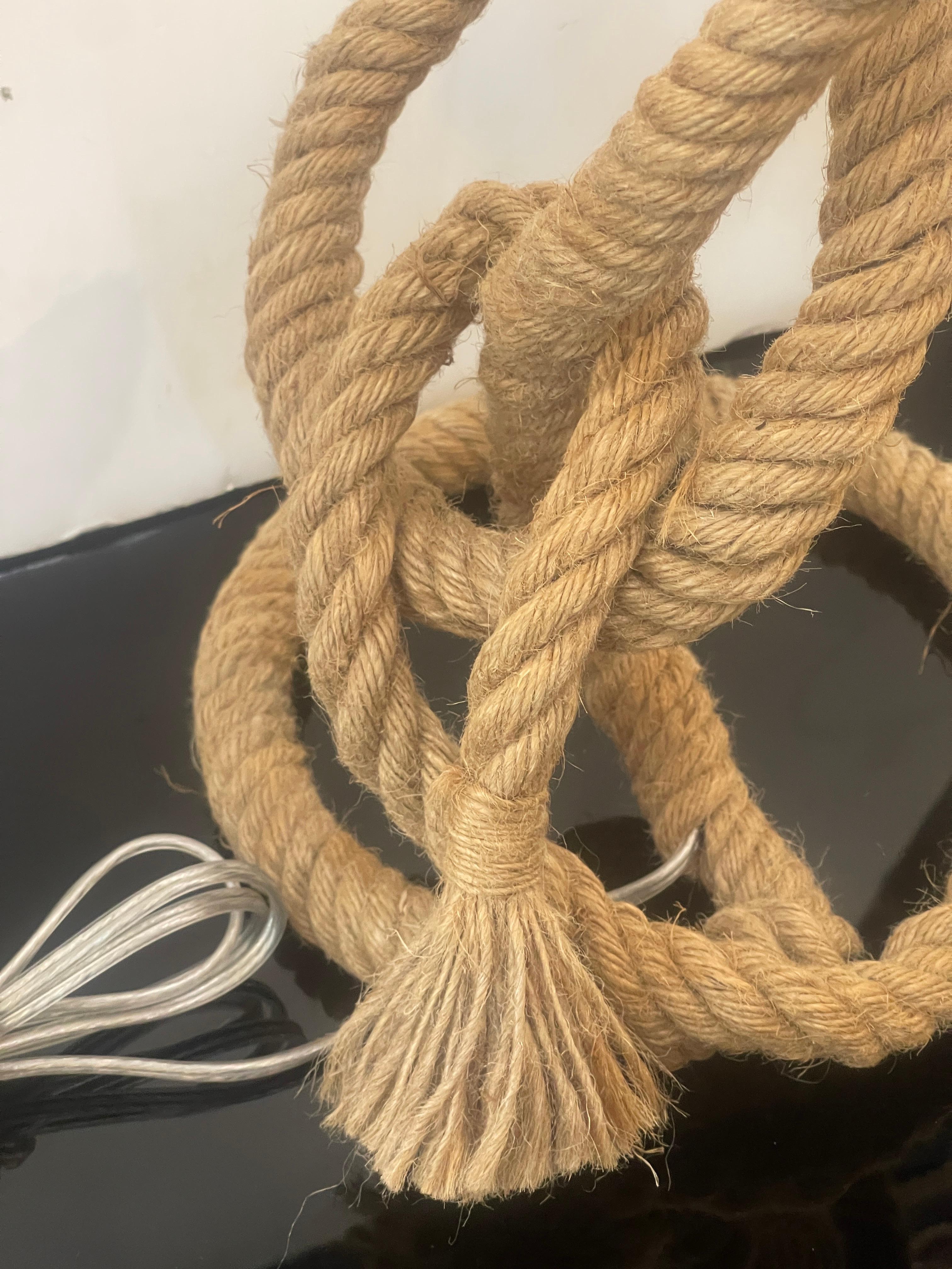 1960s,  Lámpara de mesa Rope de Audoux-Minet, Francia mediados del siglo XX en venta