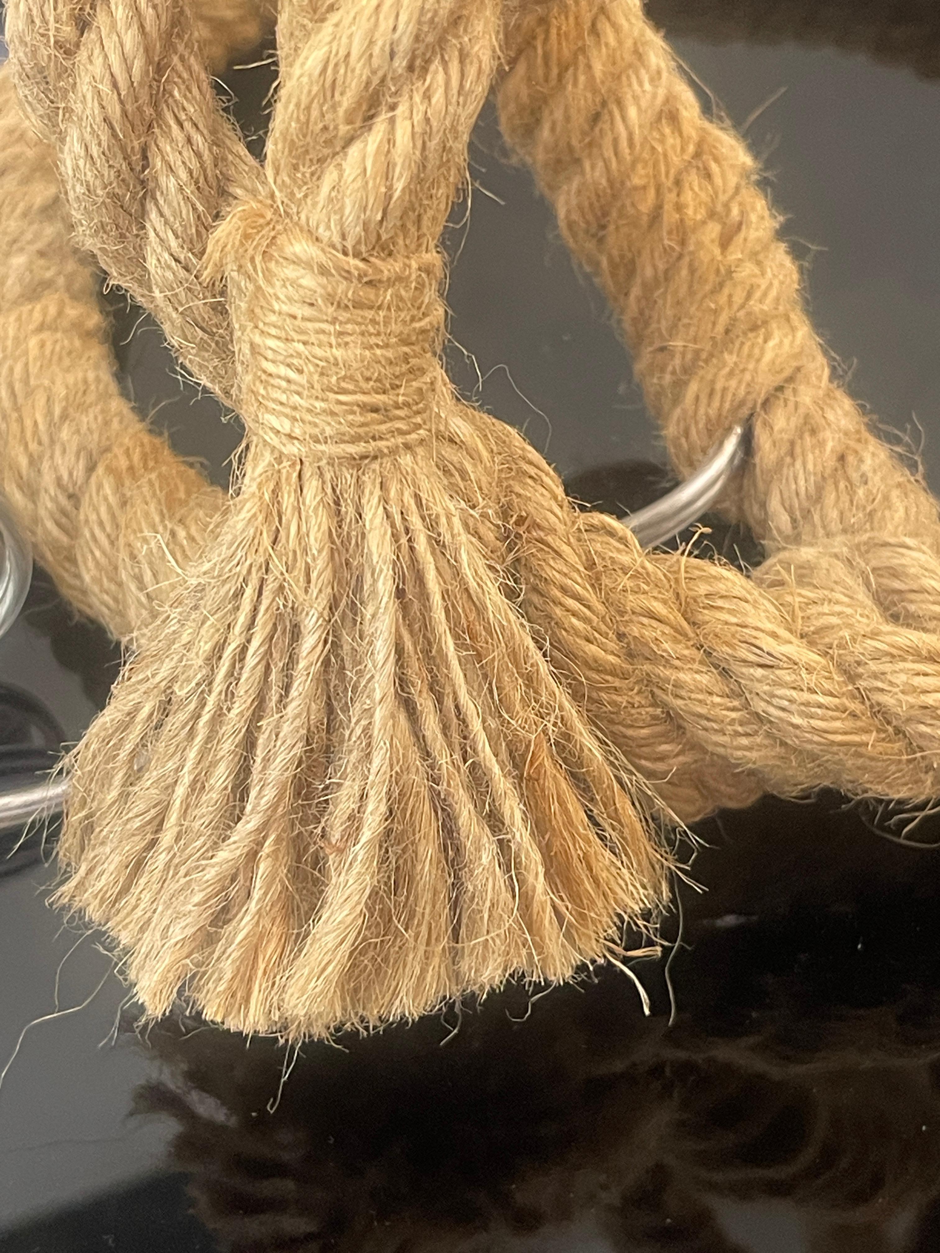 1960s,  Lámpara de mesa Rope de Audoux-Minet, Francia Soga en venta