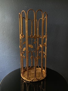 1960's Roped Umbrella Stand in Brass with Leaves
