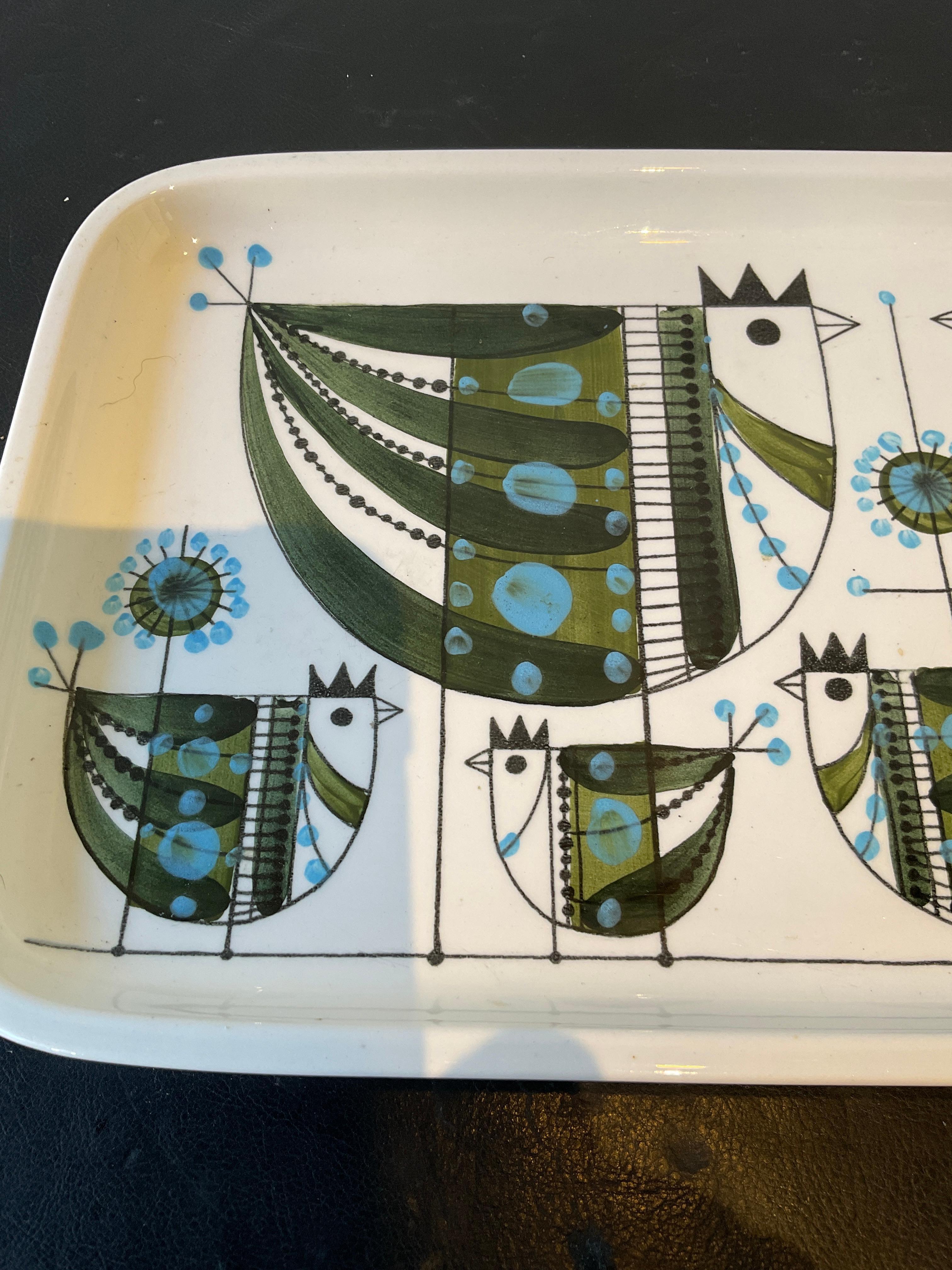 Ceramic 1960s Rorstrand  Chicken Ovenware  Platter For Sale