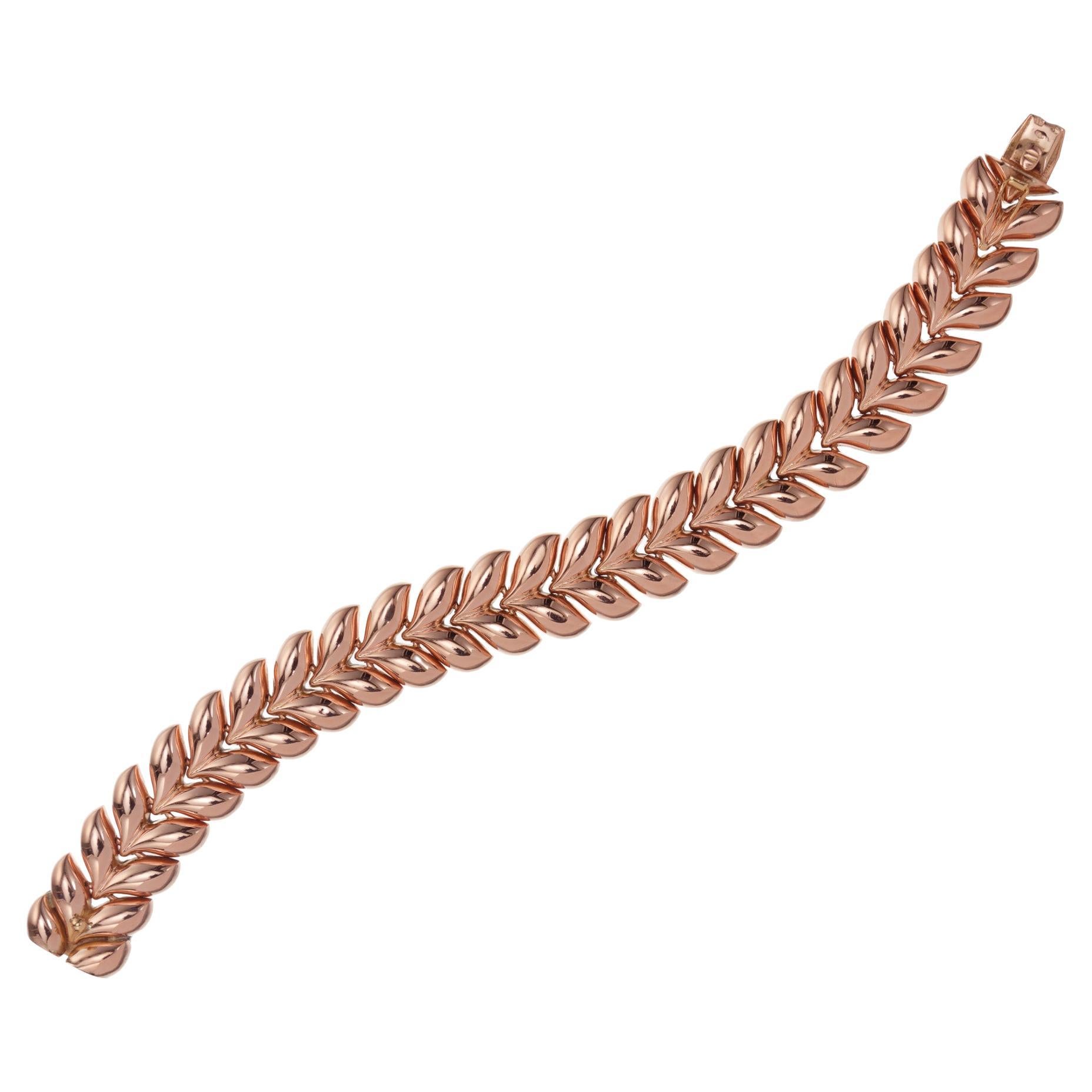 1960s Rose Gold Hinged Link Bracelet For Sale