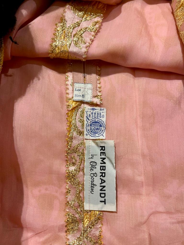 1960’s Rose Gold Metallic Brocade Empire Mini Dress For Sale 1