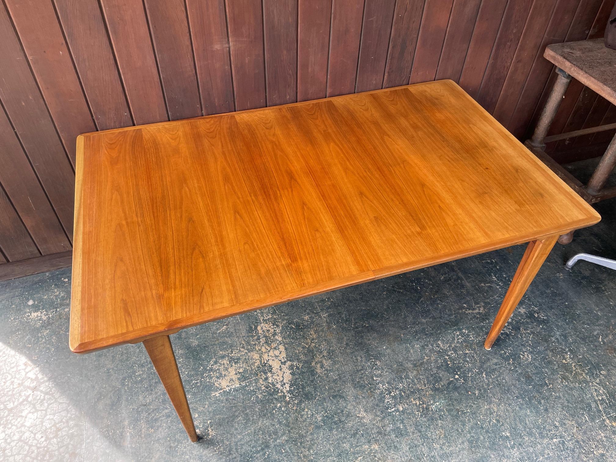 Scandinavian Modern 1960s Rosengren Hansen Teak Dining Table w/ 2 Leaves Vintage Scandinavian Craft For Sale