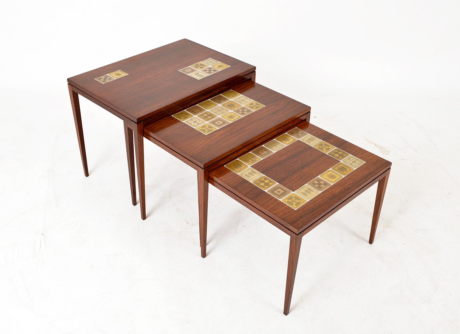 Mid-Century Modern 1960s Rosenthal Domus Nest Three Side Occasional Tables Tiles by Bjorn Wiinblad