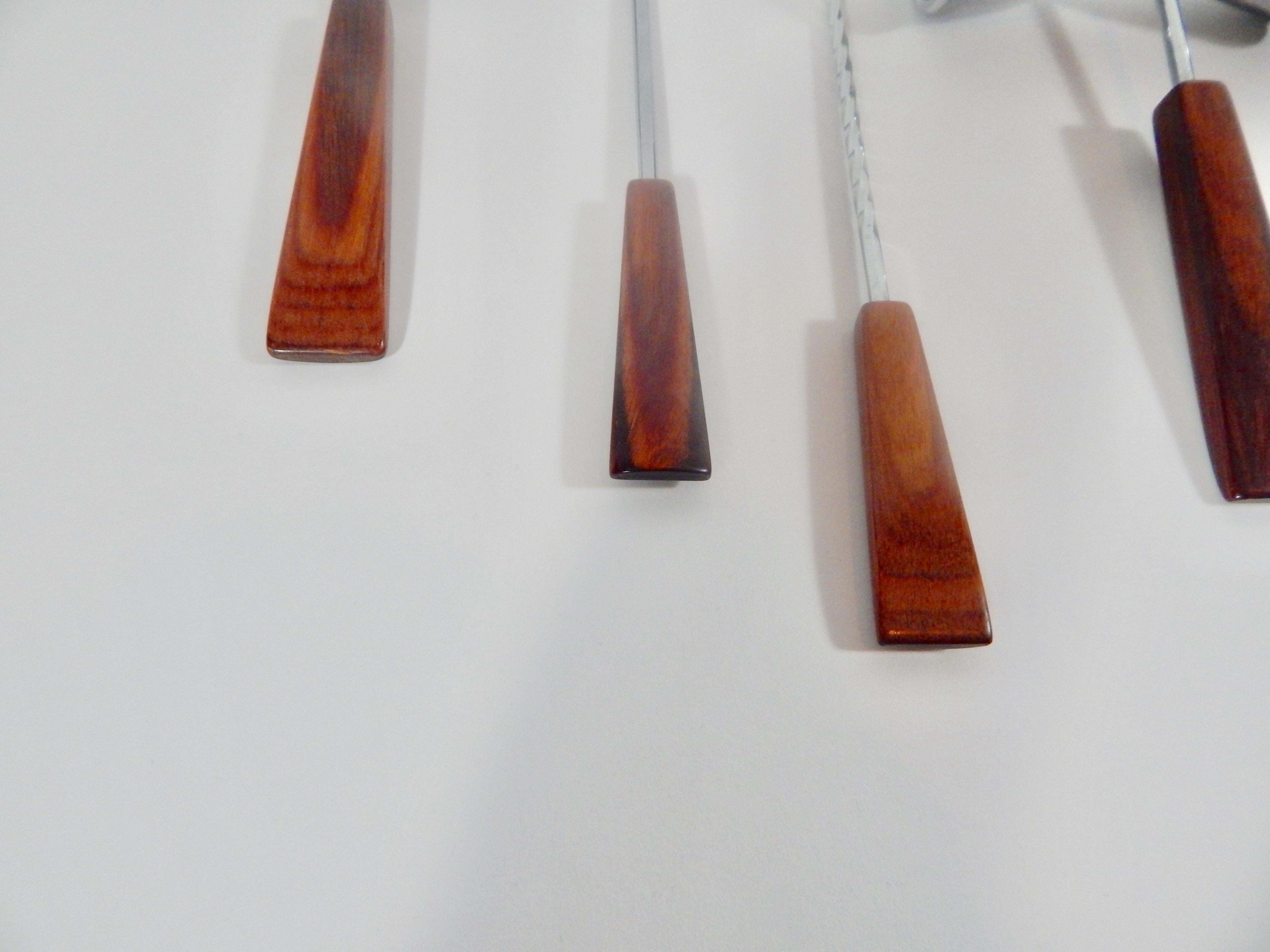 1960s Rosewood Bar / Cocktail Set 5-Peice In Excellent Condition In New York, NY