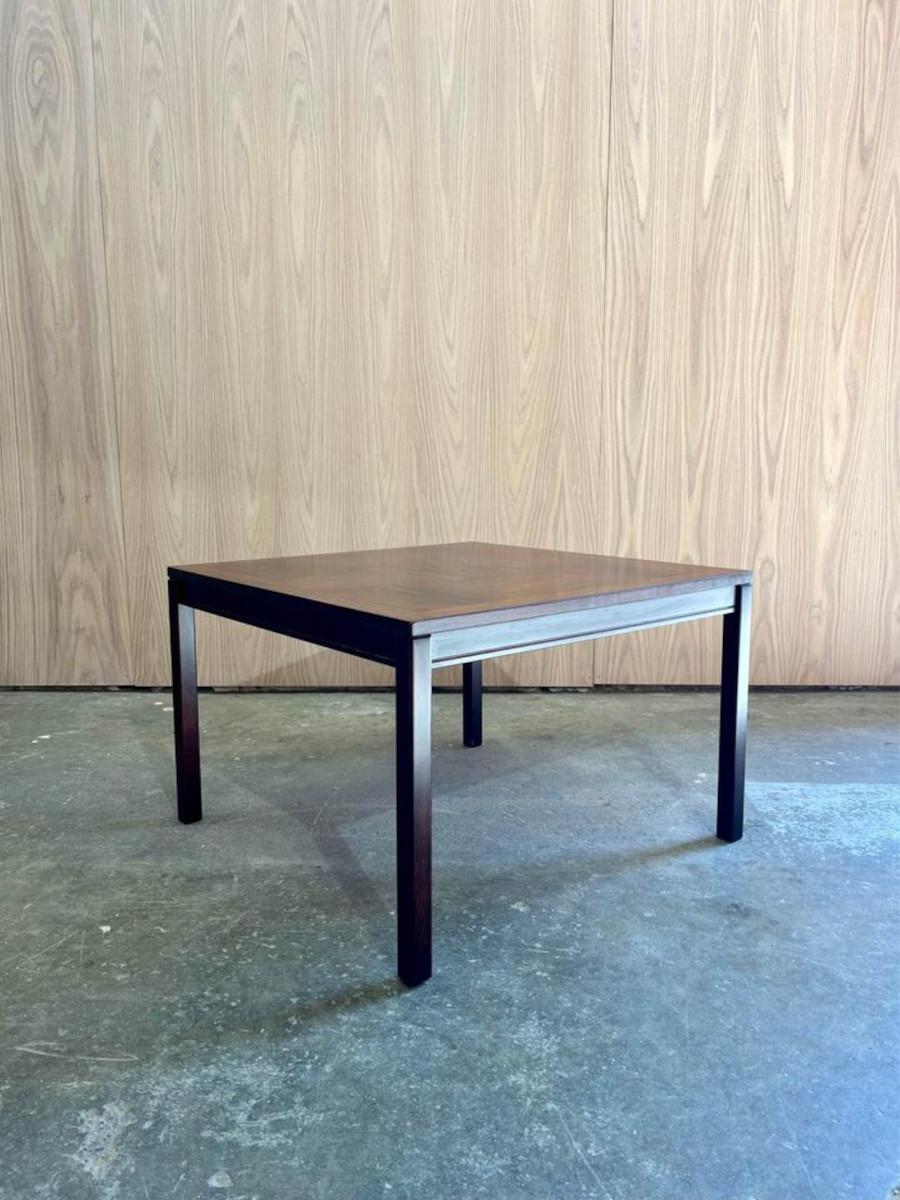 Introducing this 1960s rosewood coffee/side table by P.S. Heggen, made in Norway. Featuring a stunning checkerboard design with exquisite grain, this table exemplifies clean, simple lines and timeless Scandinavian design. Crafted with a rosewood