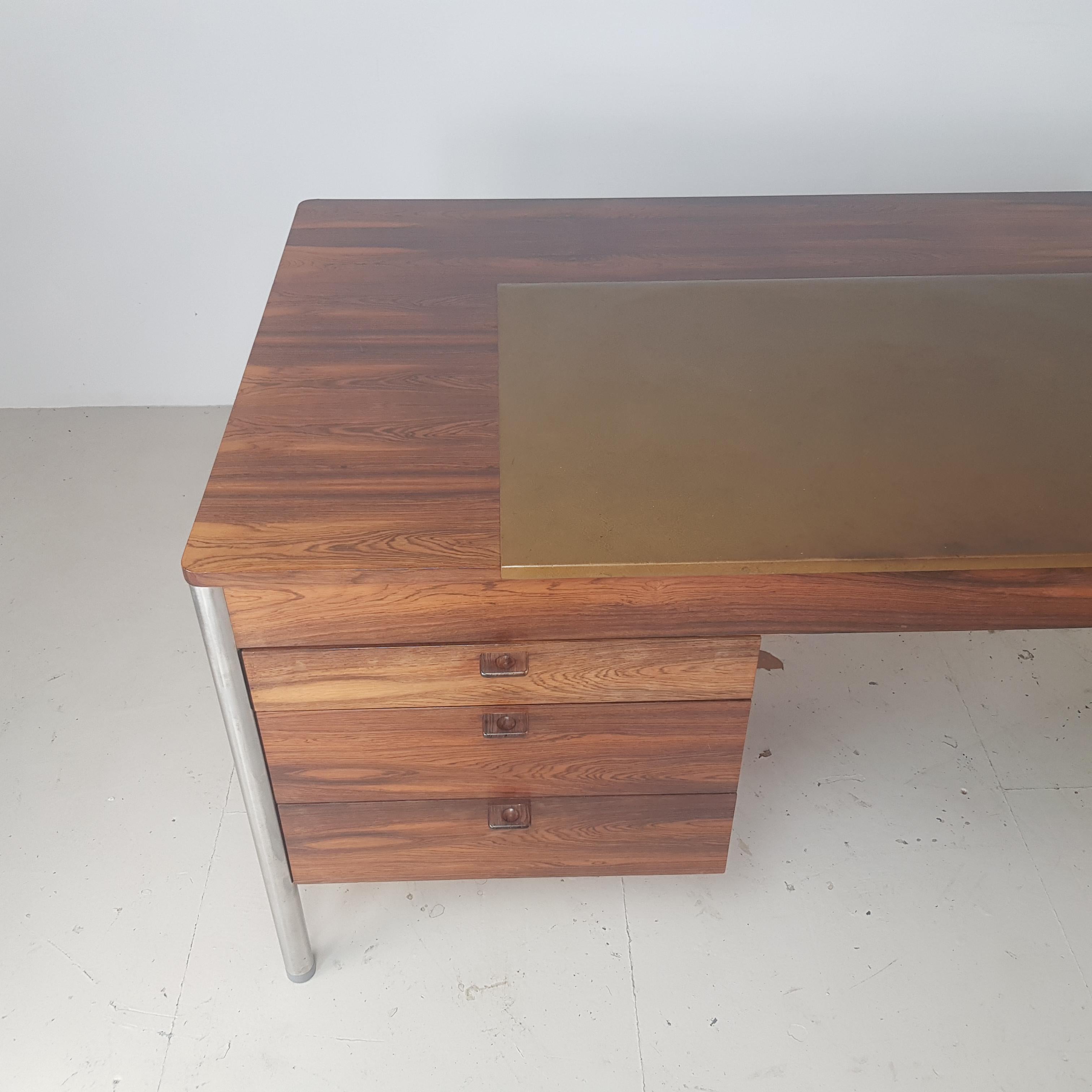Chrome 1960s Rosewood Desk by Robert Heritage for Archie Shine