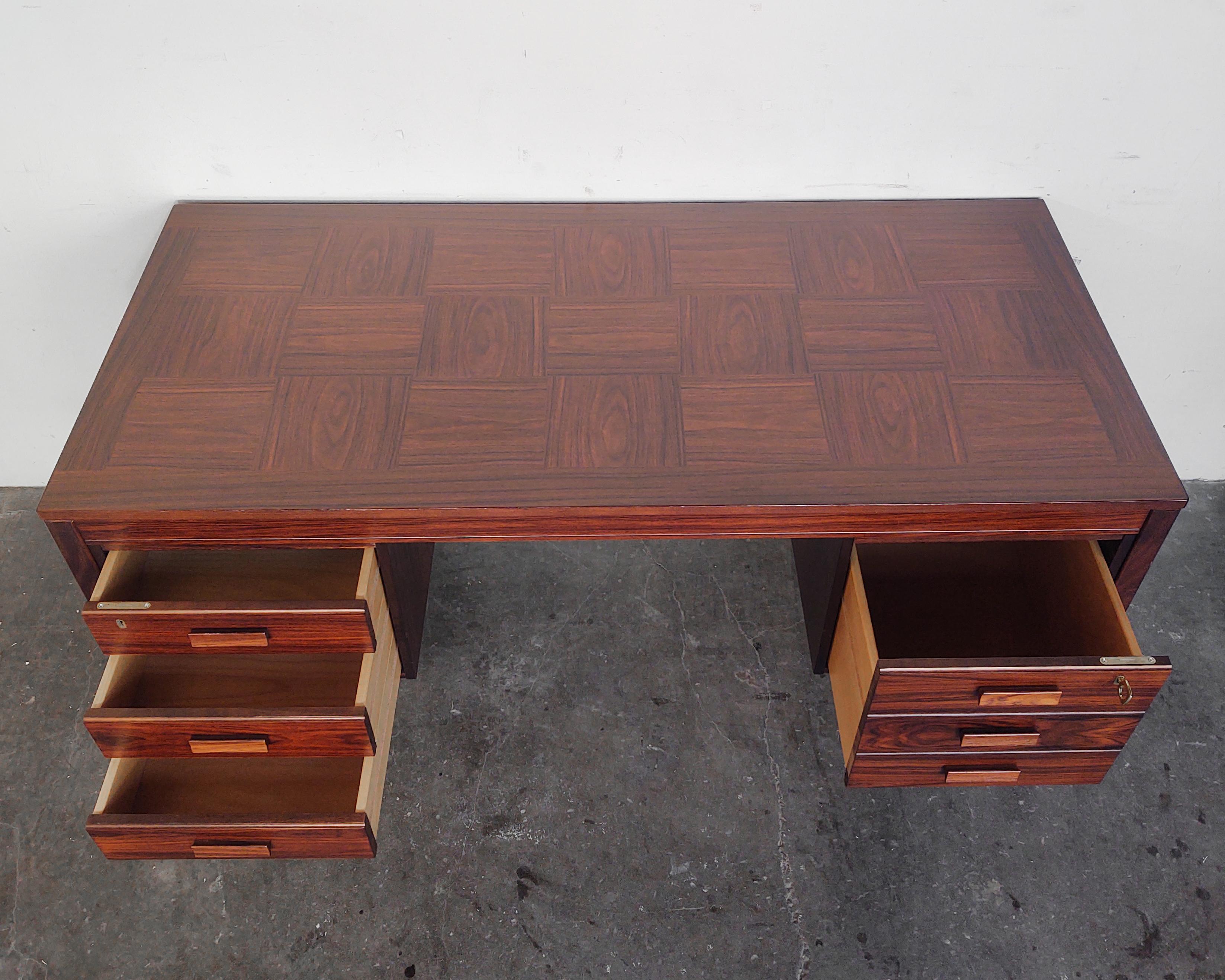 Mid-Century Modern 1960s Rosewood Desk with Checkered Top by PS Heggen of Norway