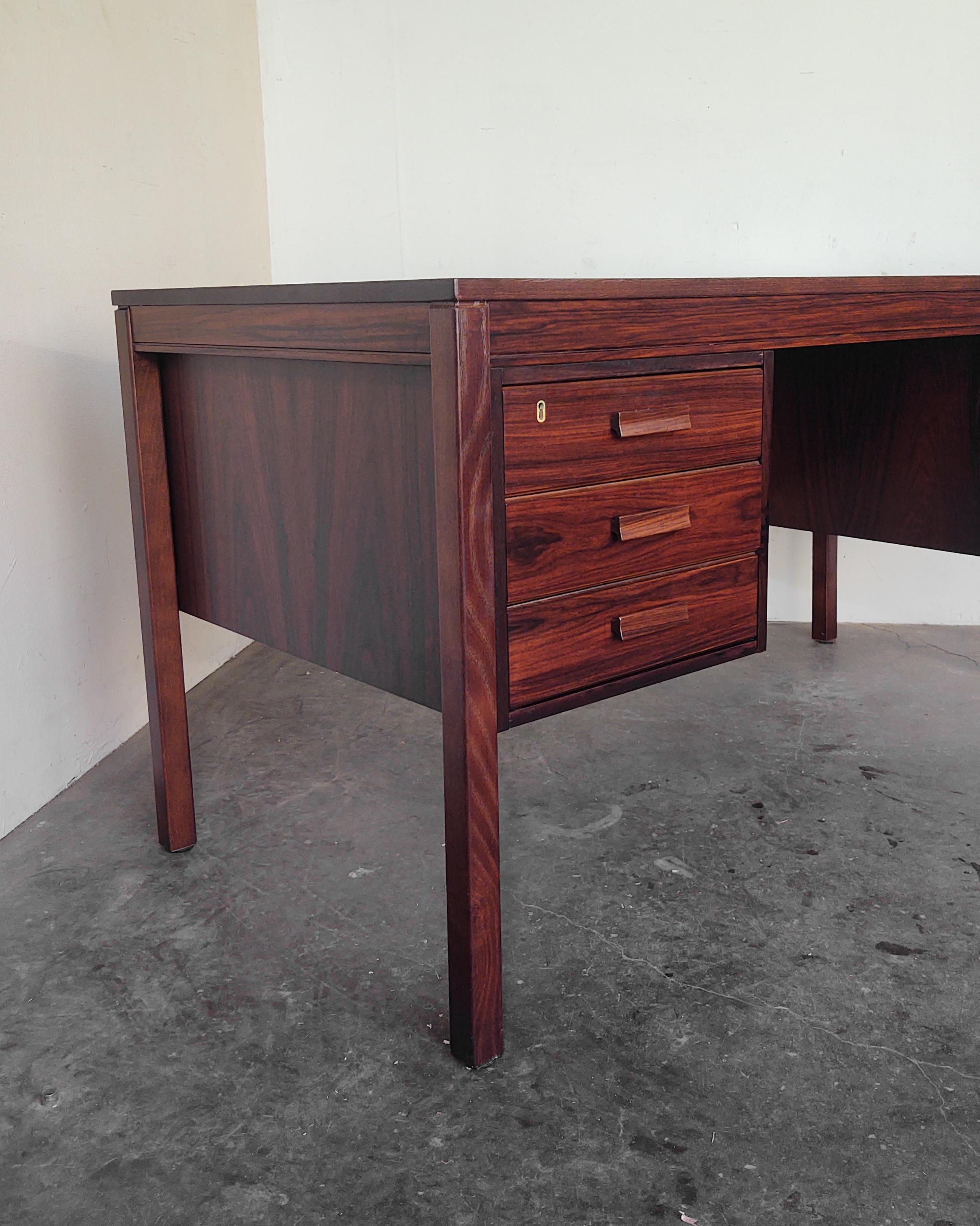 1960s Rosewood Desk with Checkered Top by PS Heggen of Norway In Good Condition In Hawthorne, CA