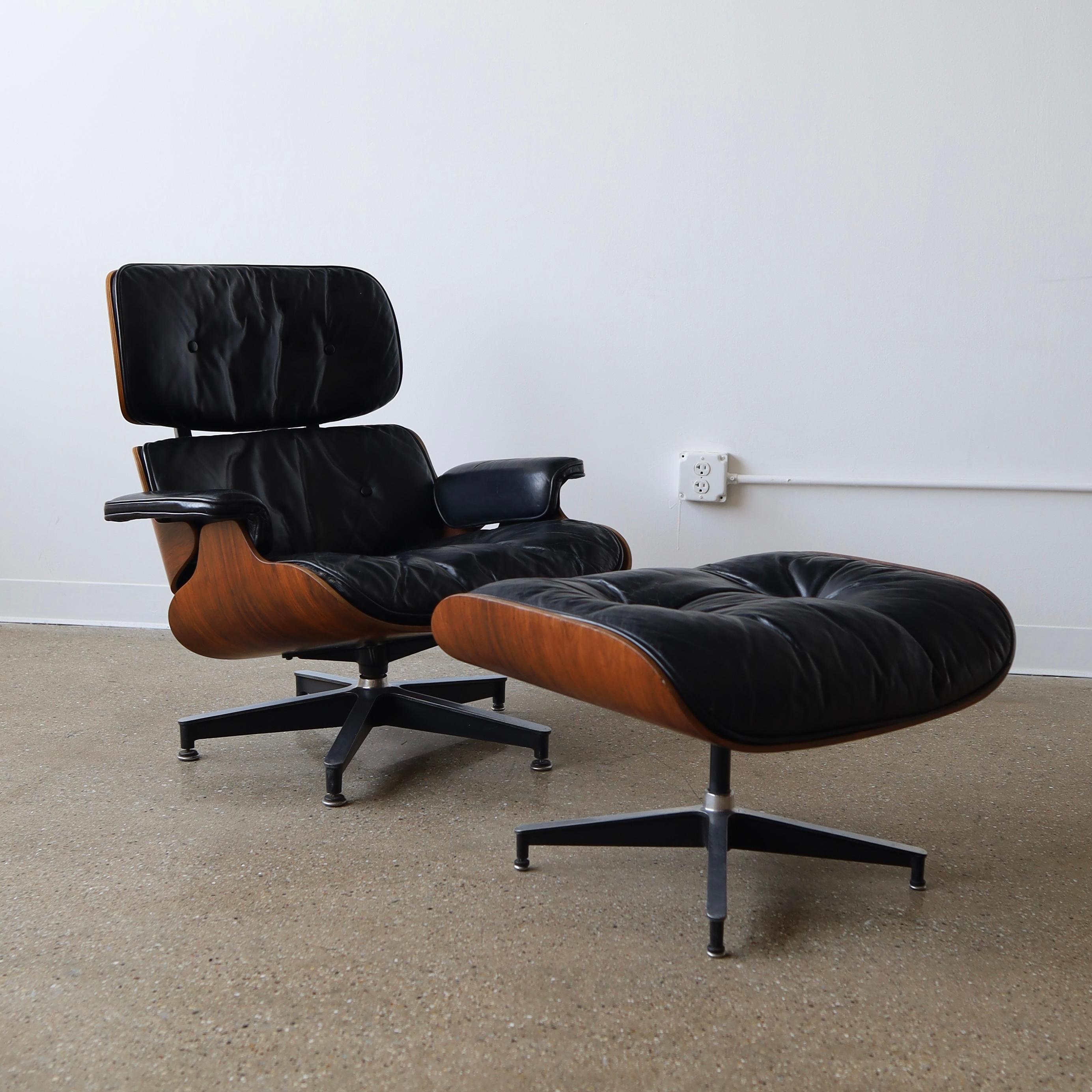 1960s Rosewood Eames Chair + Ottoman For Sale 4