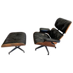 1960s Rosewood Eames Lounge Chair and Ottoman