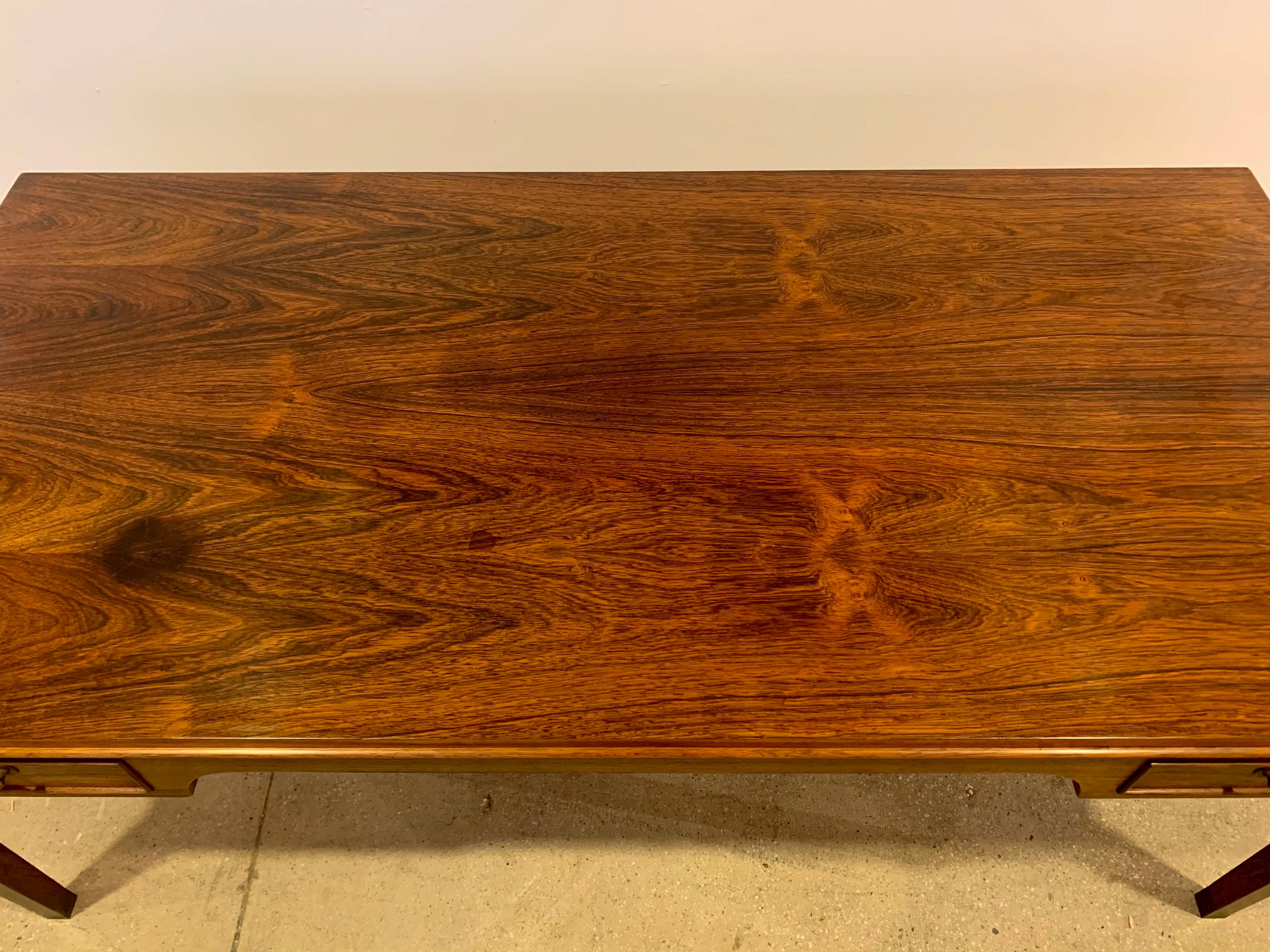 Brass 1960s Rosewood Frits Henningsen Danish Coffee Table For Sale