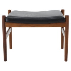 1960s Rosewood Leather Stool by Spottrup, Denmark