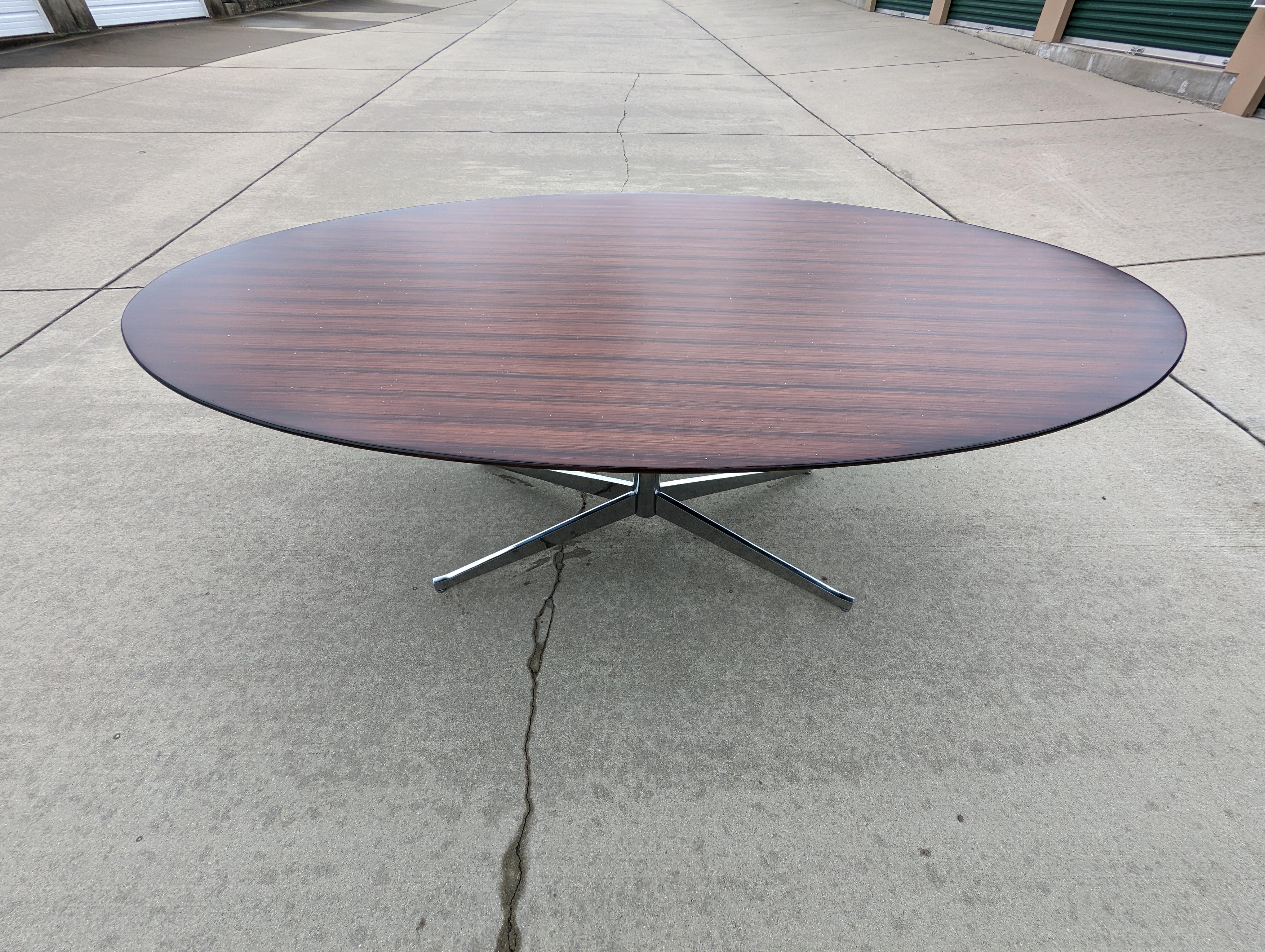 Vintage rosewood table or desk on chrome base, in the style of Florence Knoll's 