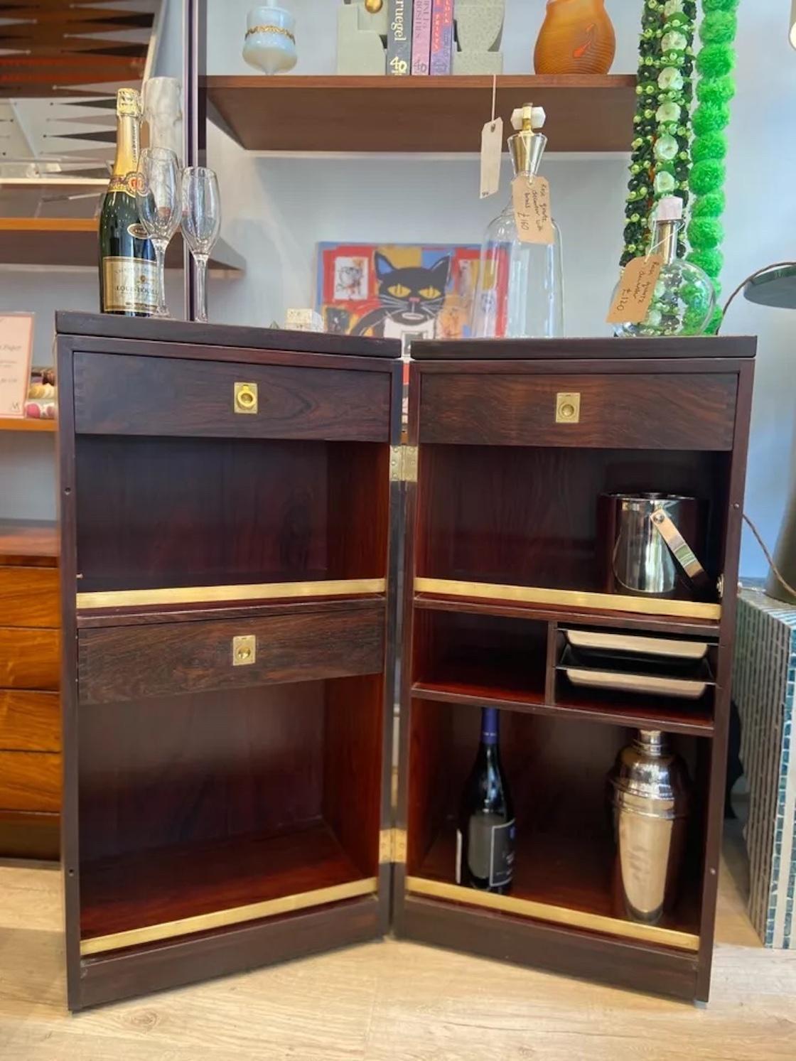 1960s Rosewood Rare Foldout Drinks Bar & Cabinet By Dyrlund In Good Condition In London, GB