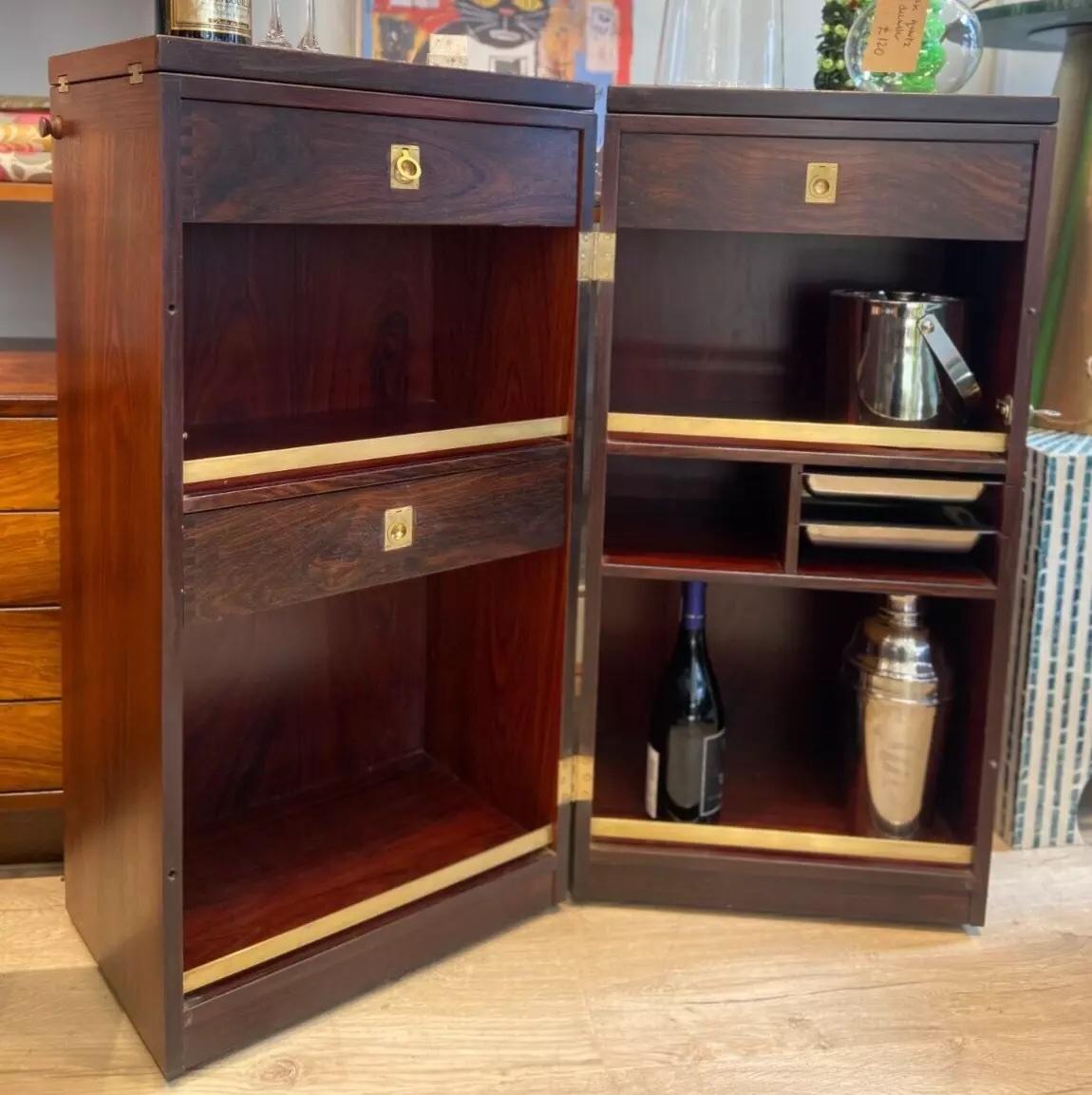 1960s Rosewood Rare Foldout Drinks Bar & Cabinet By Dyrlund 1