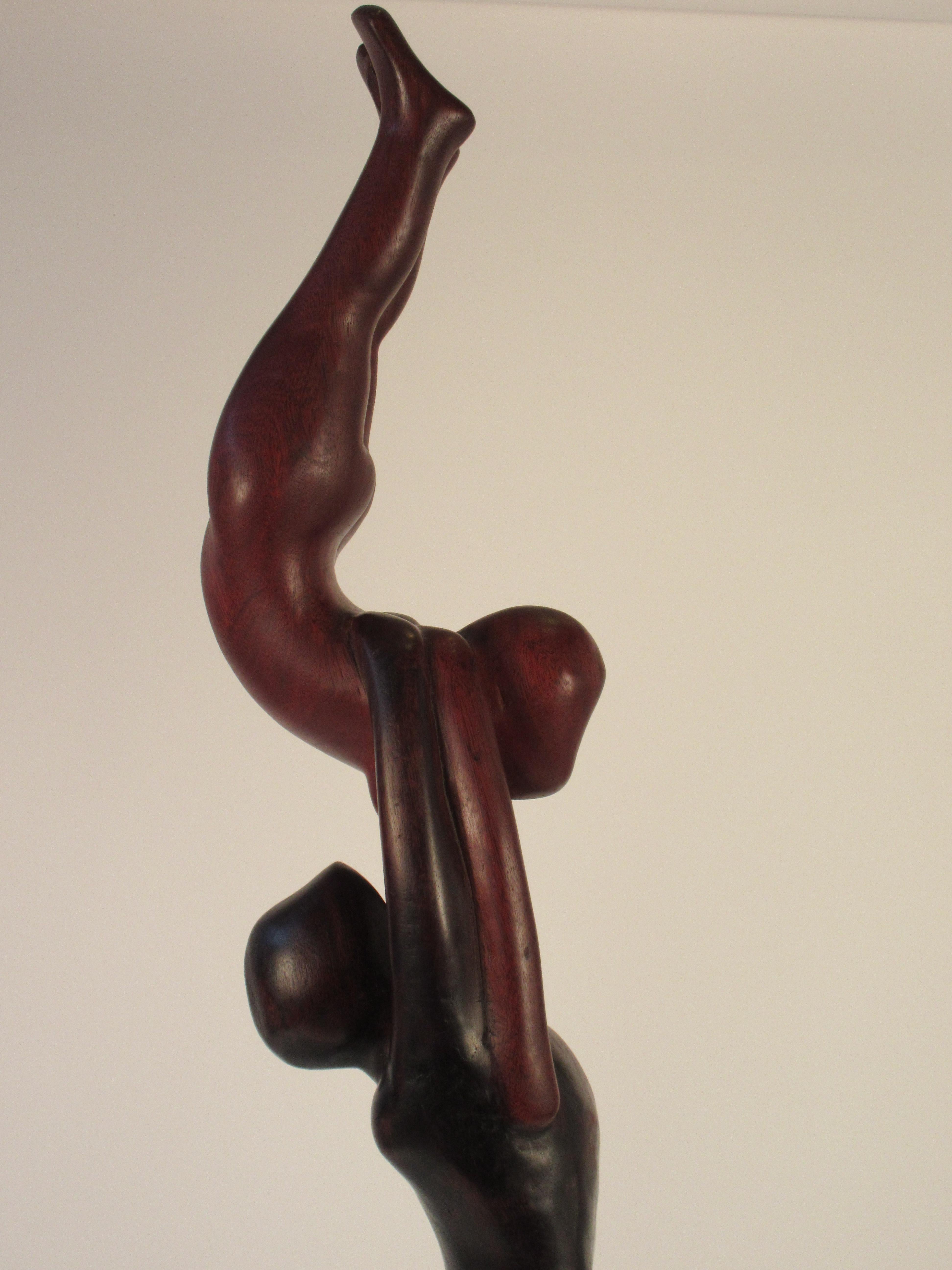 1960s Rosewood Sculpture of Man and Woman For Sale 4