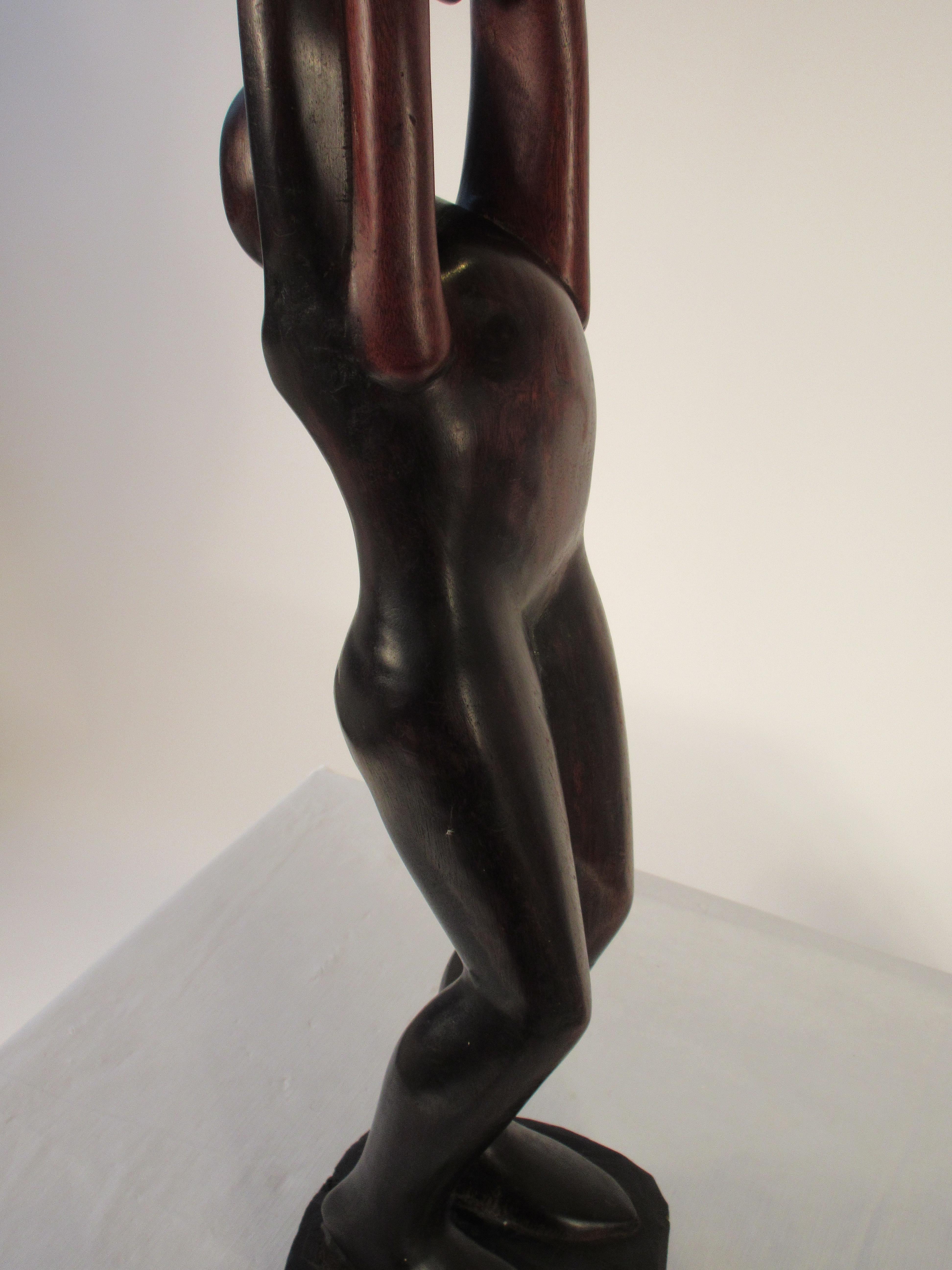 1960s Rosewood Sculpture of Man and Woman For Sale 5