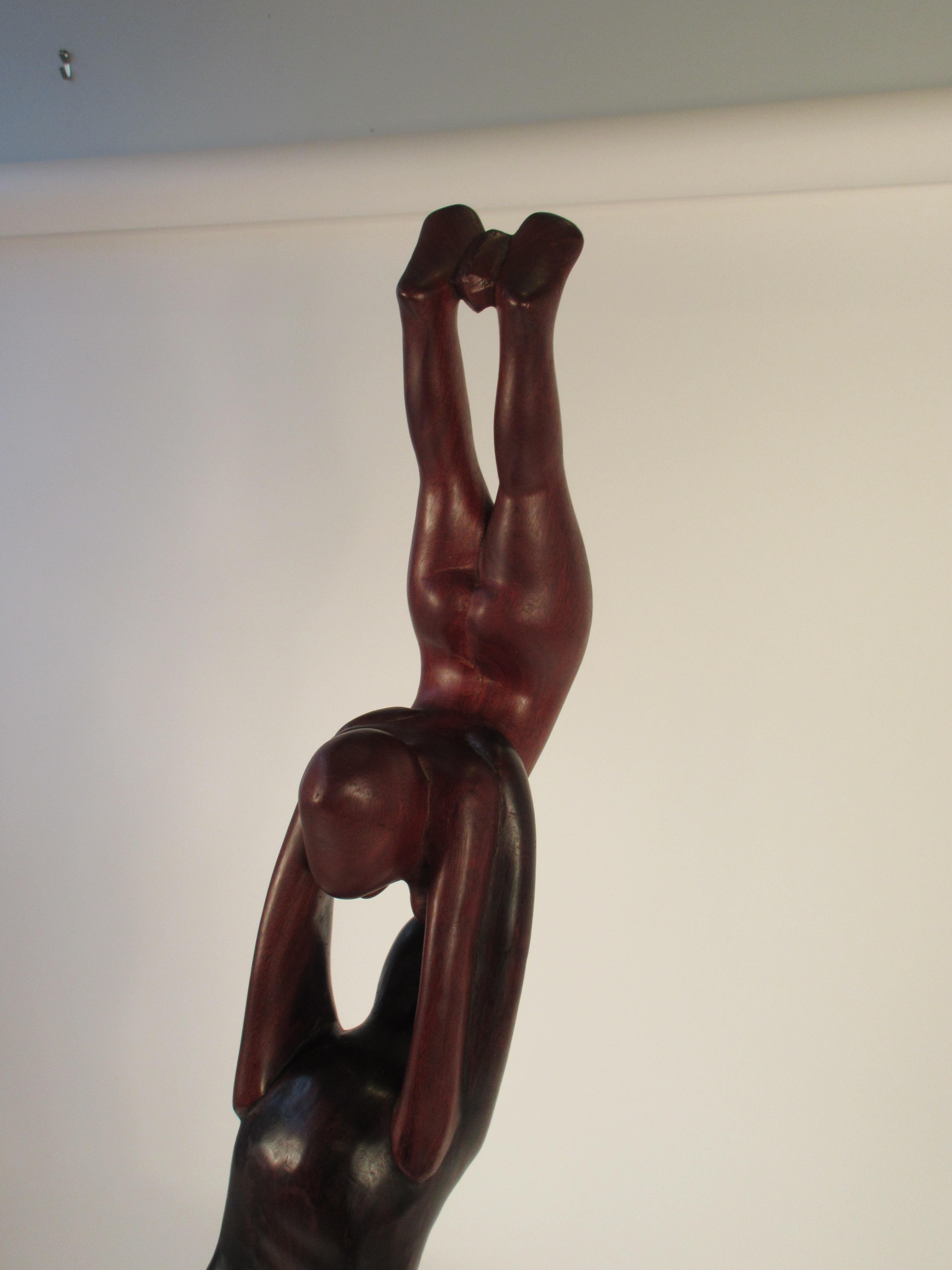 1960s Rosewood Sculpture of Man and Woman In Good Condition For Sale In Tarrytown, NY