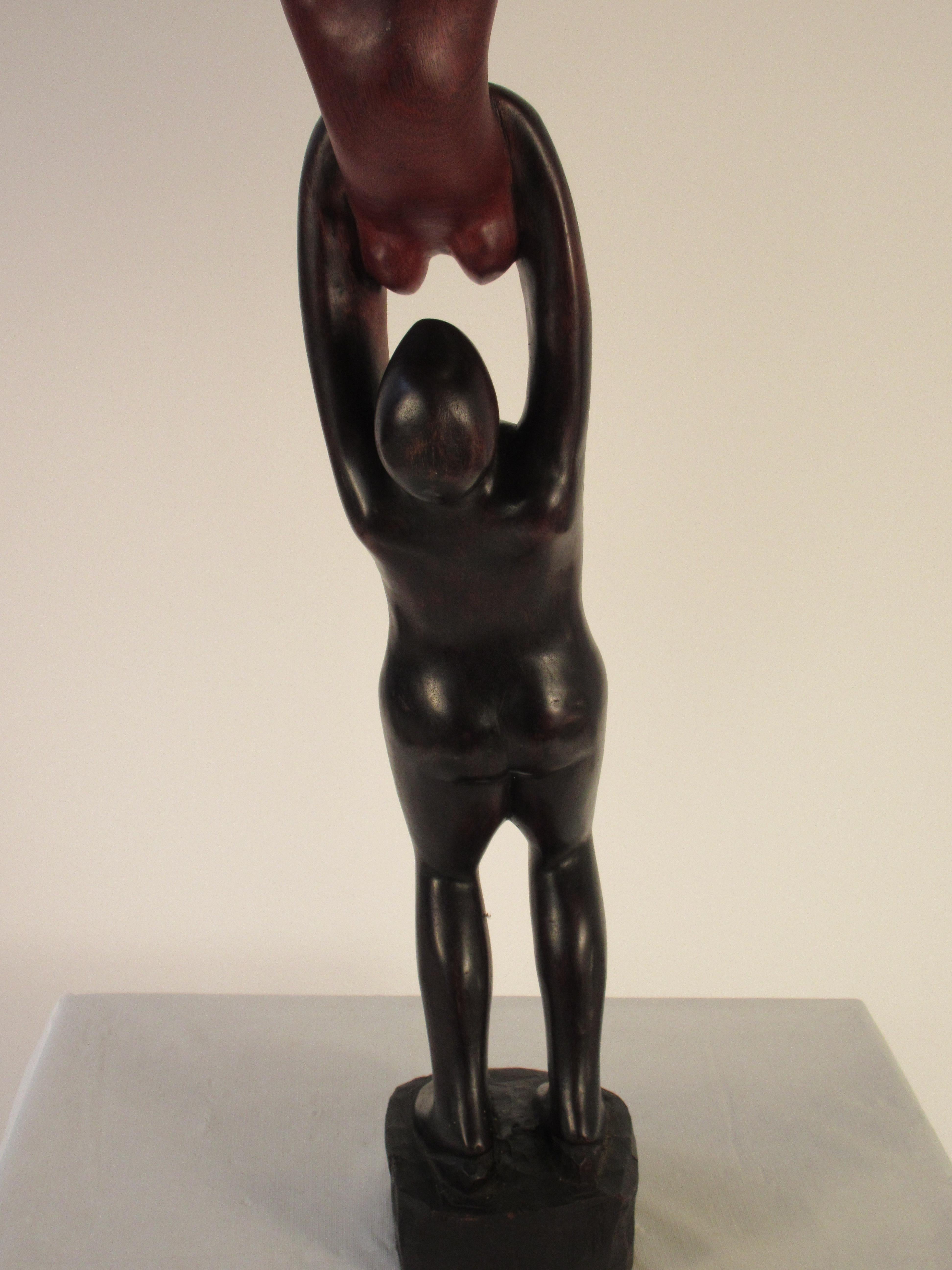 Mid-20th Century 1960s Rosewood Sculpture of Man and Woman For Sale