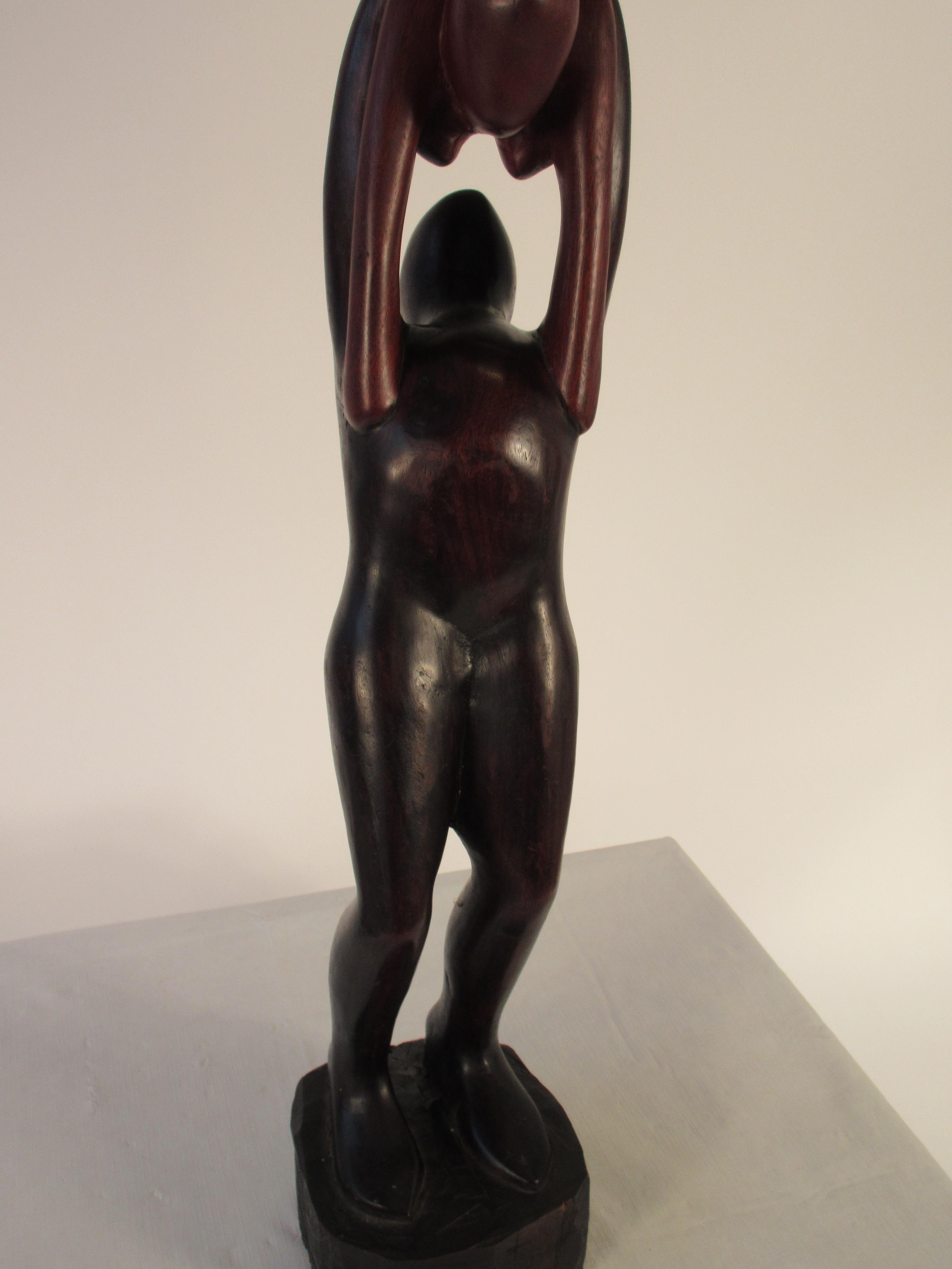 1960s Rosewood Sculpture of Man and Woman For Sale 1