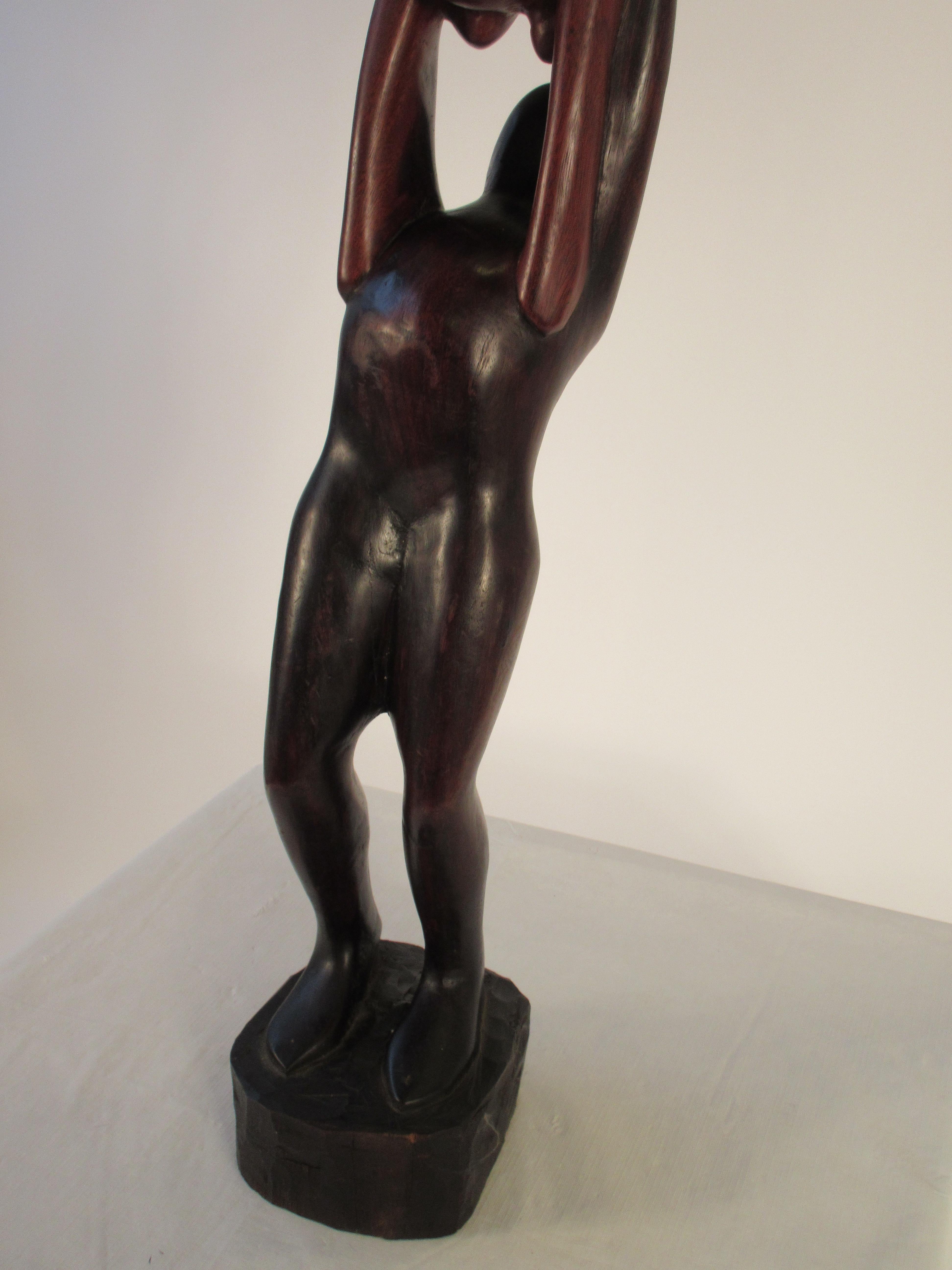 1960s Rosewood Sculpture of Man and Woman For Sale 2