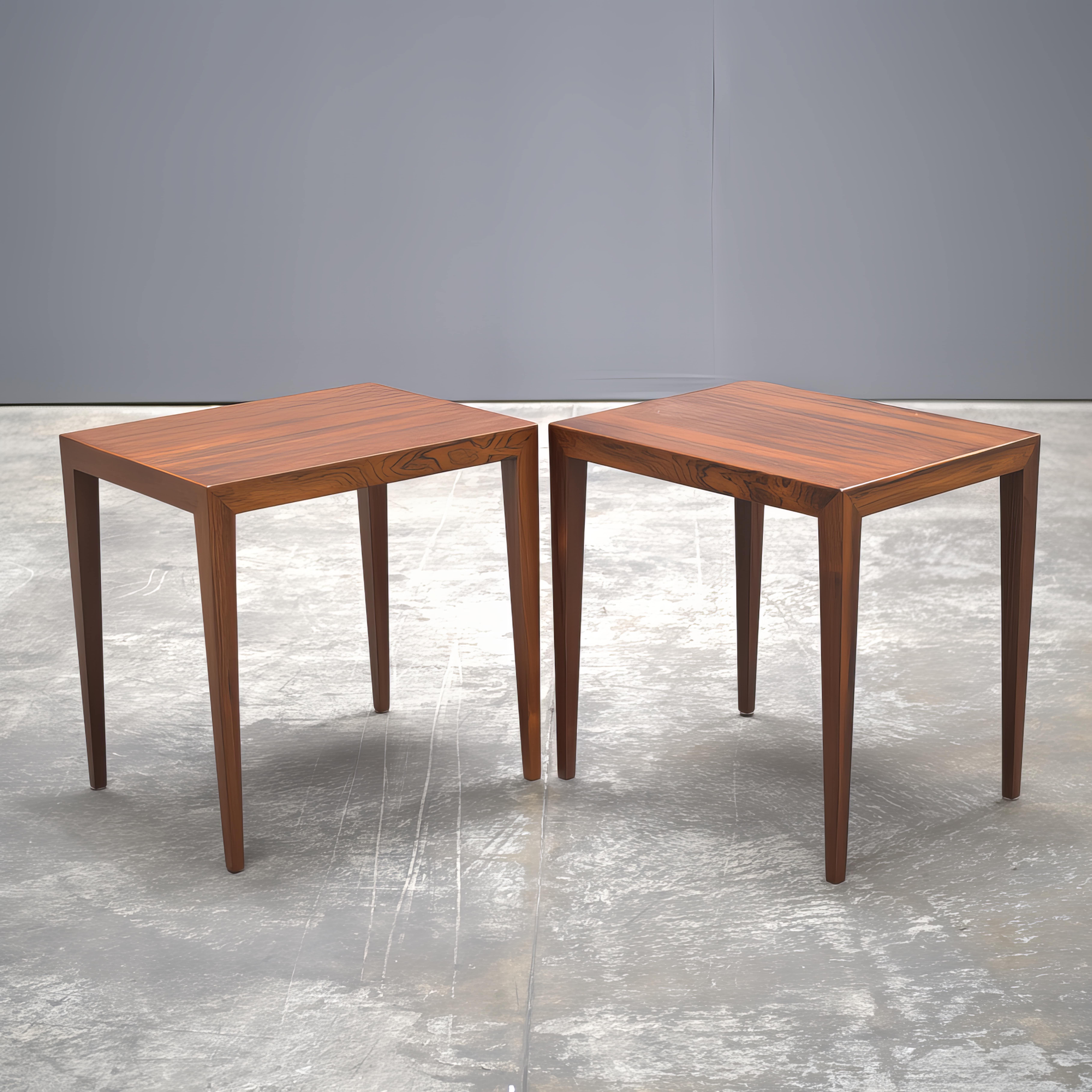 Elevate your living space with the exquisite 1960s Rosewood side table by Severin Hansen for Haslev Møbelsnedkeri. This piece exemplifies Danish mid-century modern design, showcasing Hansen's signature minimalist aesthetic and impeccable
