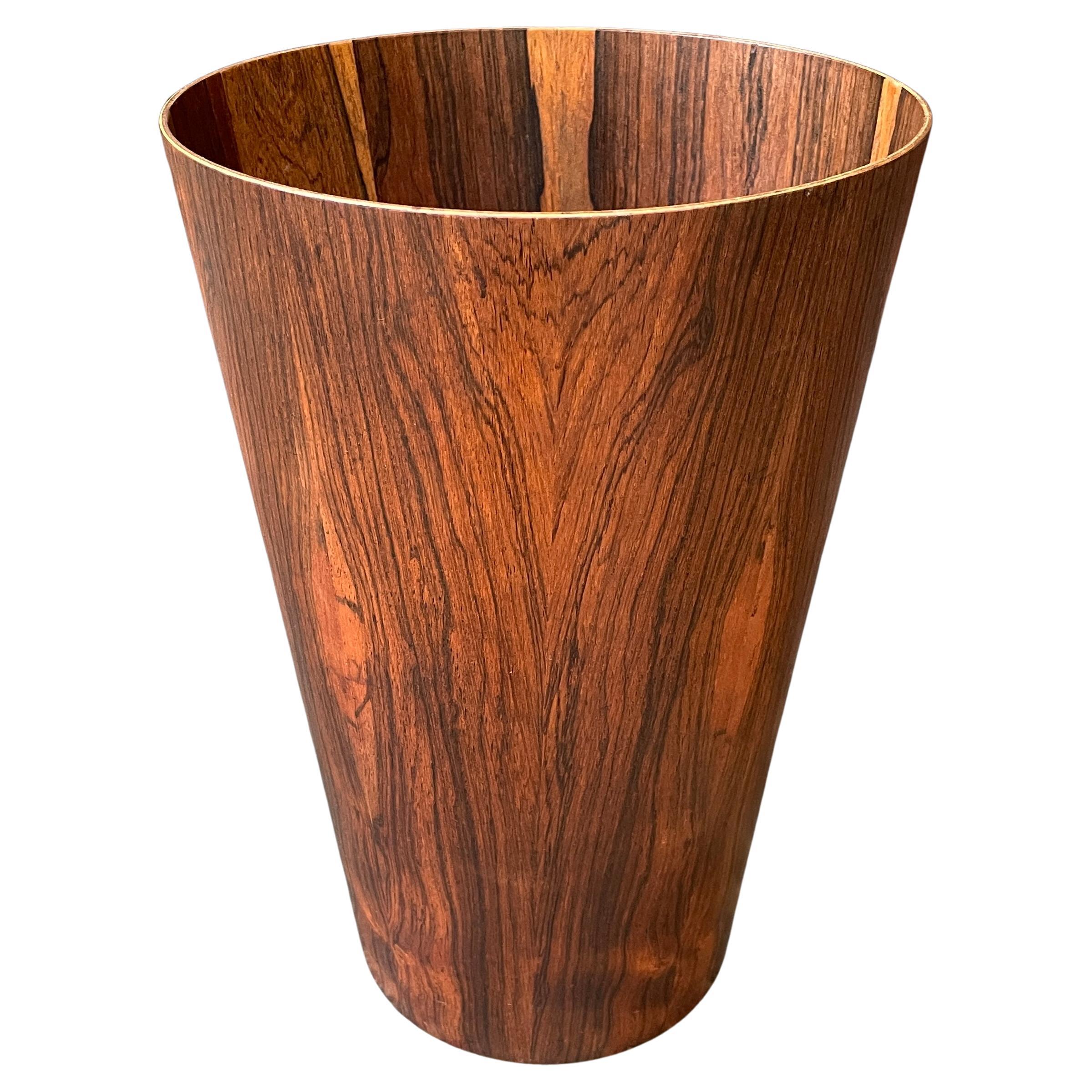 1960s Rosewood Wastebasket + Aluminum Sleeve Martin Aberg Rainbow Trash Can Bin