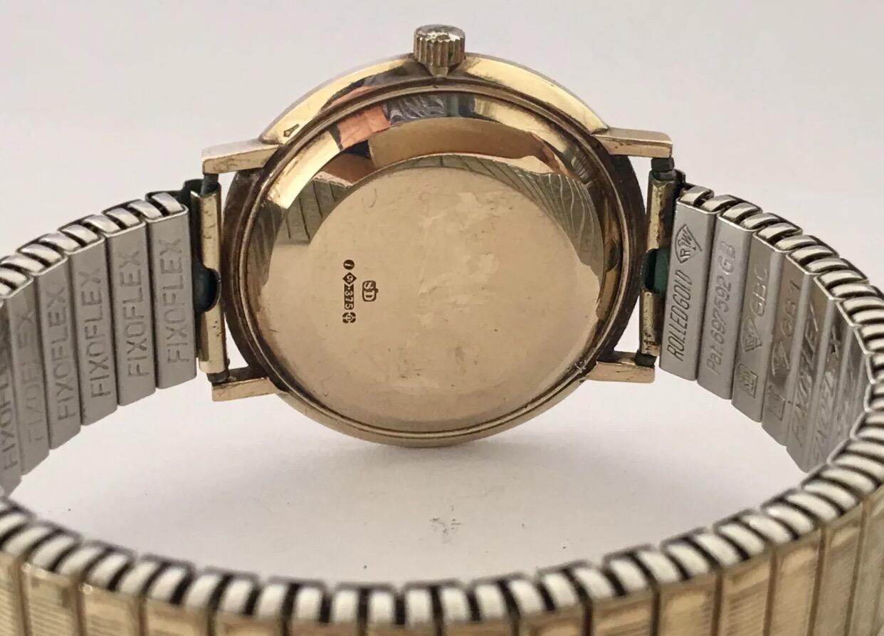 1960s Rotary 25 Jewels Automatic 9kt Gold Wristwatch Fixoflex Rolled Gold Strap 3