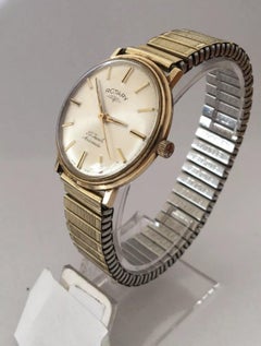 1960s Rotary 25 Jewels Automatic 9kt Gold Wristwatch Fixoflex Rolled Gold Strap