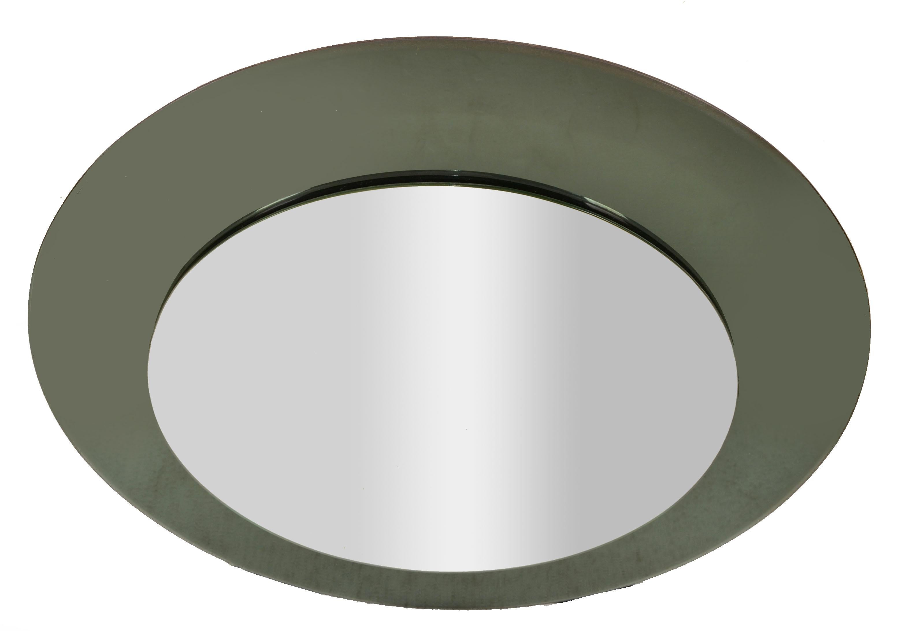 1960s Round Black Tinted Beveled Art Glass Wall Mirror Space Age Antonio Lupi en vente 3