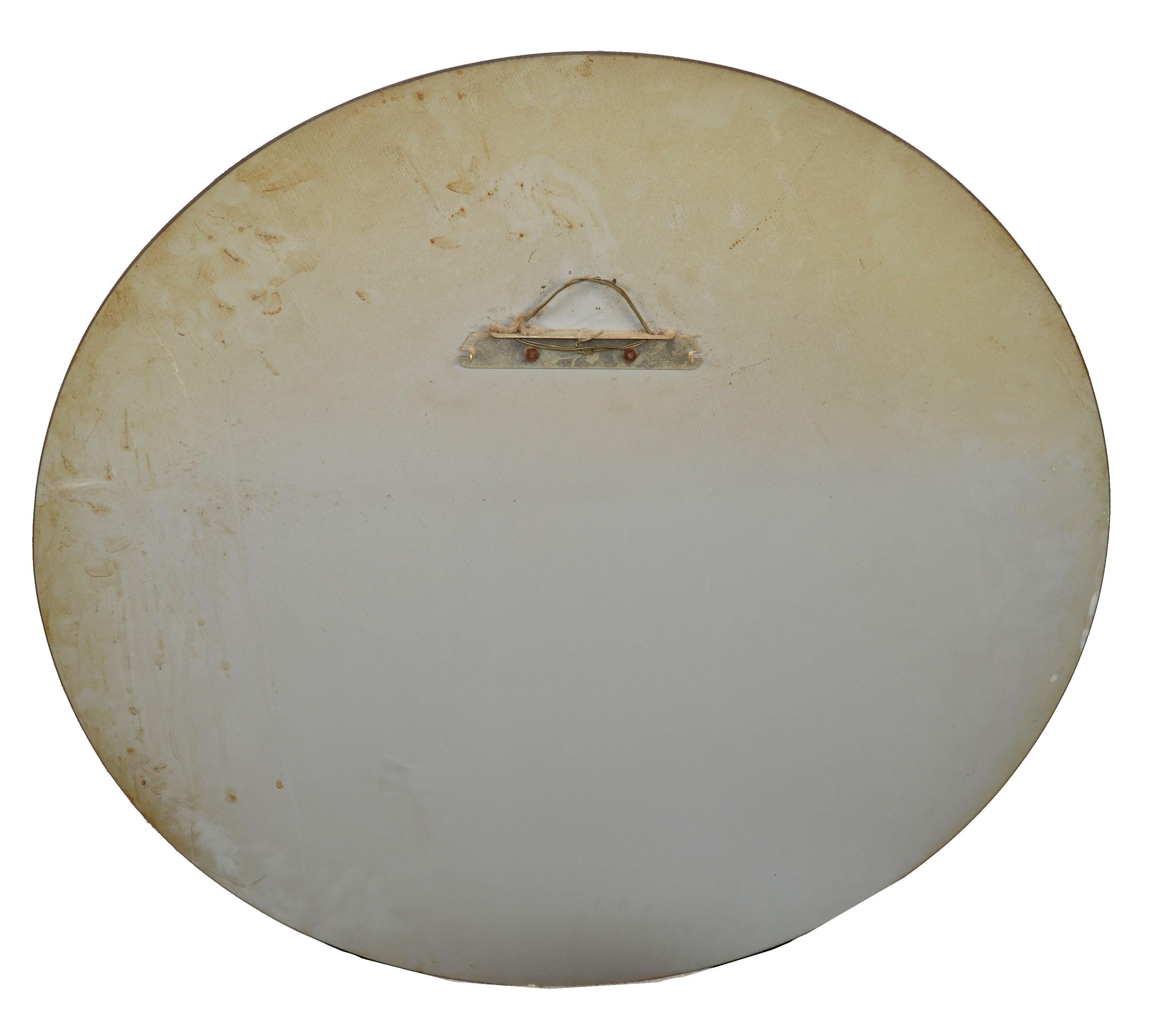 1960s Round Black Tinted Beveled Art Glass Wall Mirror Space Age Antonio Lupi en vente 4