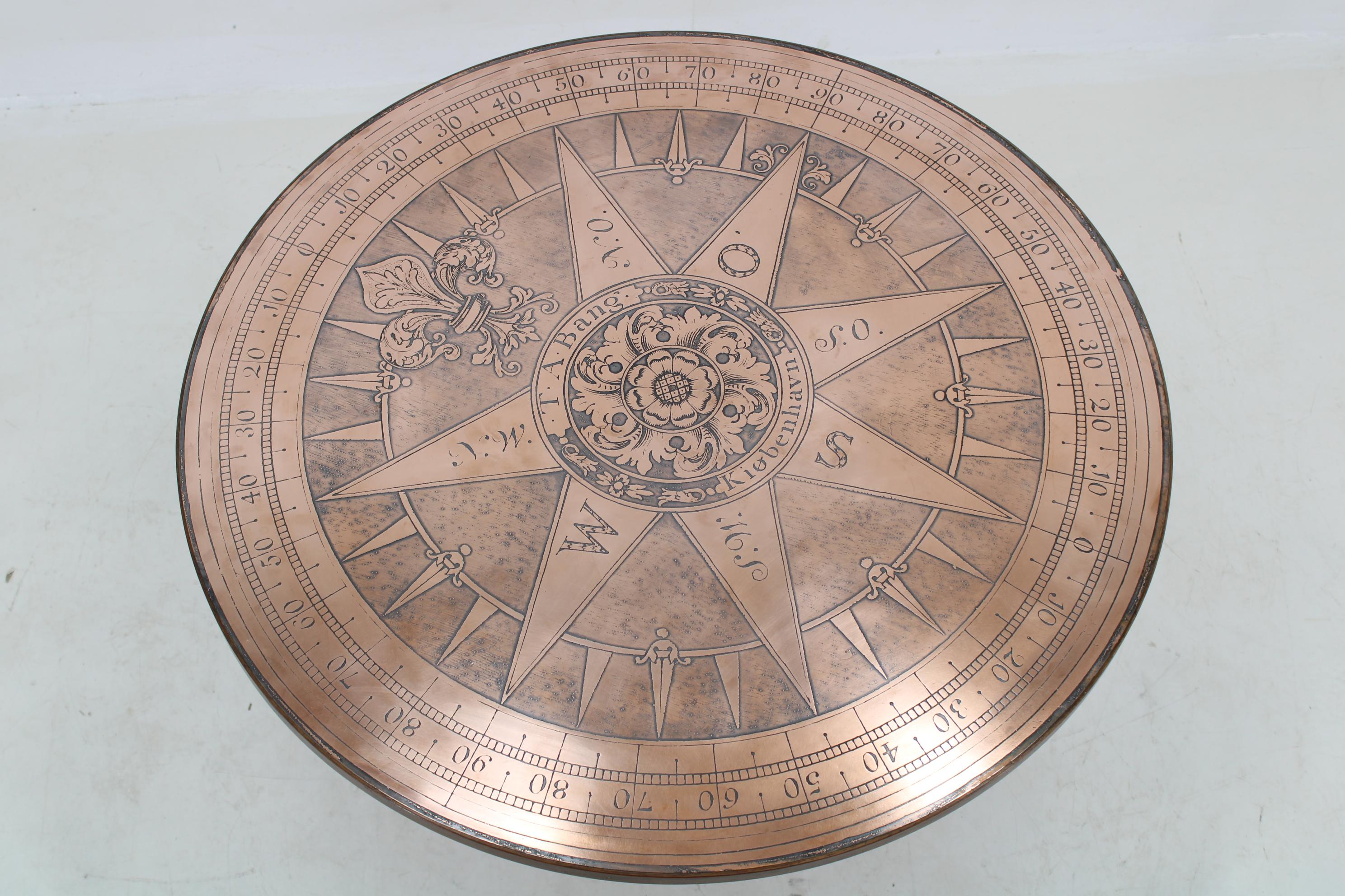 Mid-Century Modern 1960s Round Copper Coffee Table, Denmark