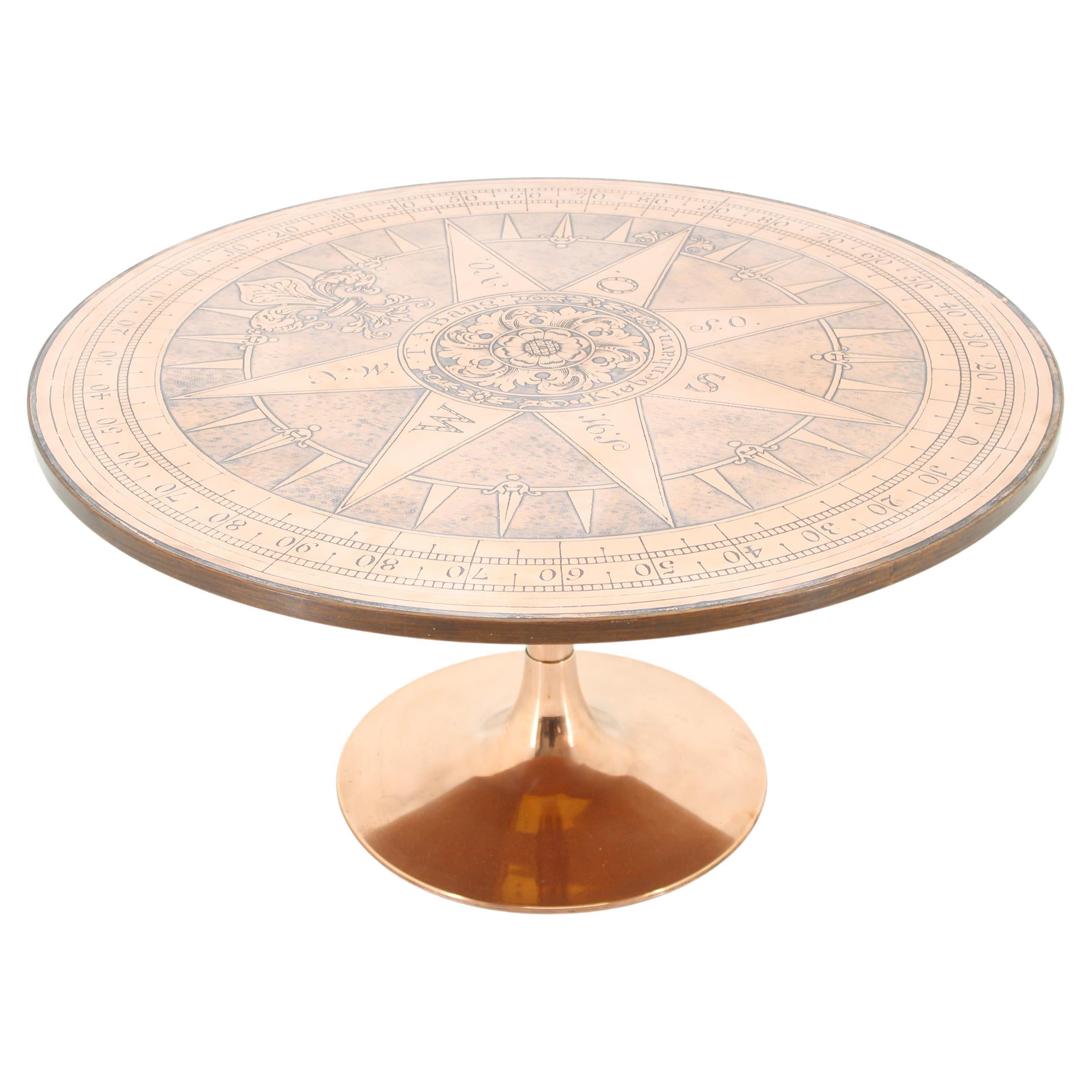 1960s Round Copper Coffee Table, Denmark For Sale