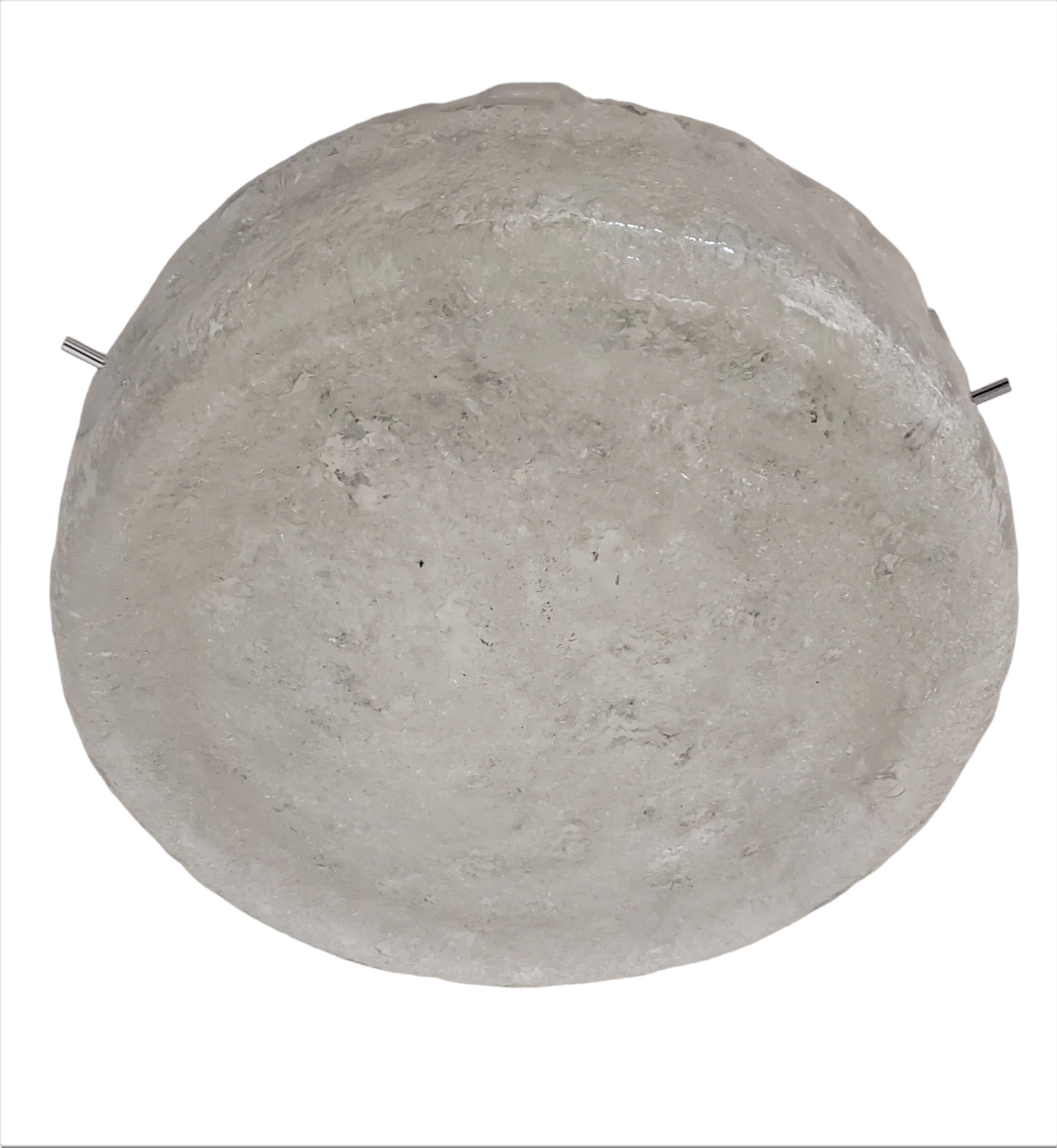 1960's round drum shape hand blown glass flush mount / ceiling light  For Sale 3