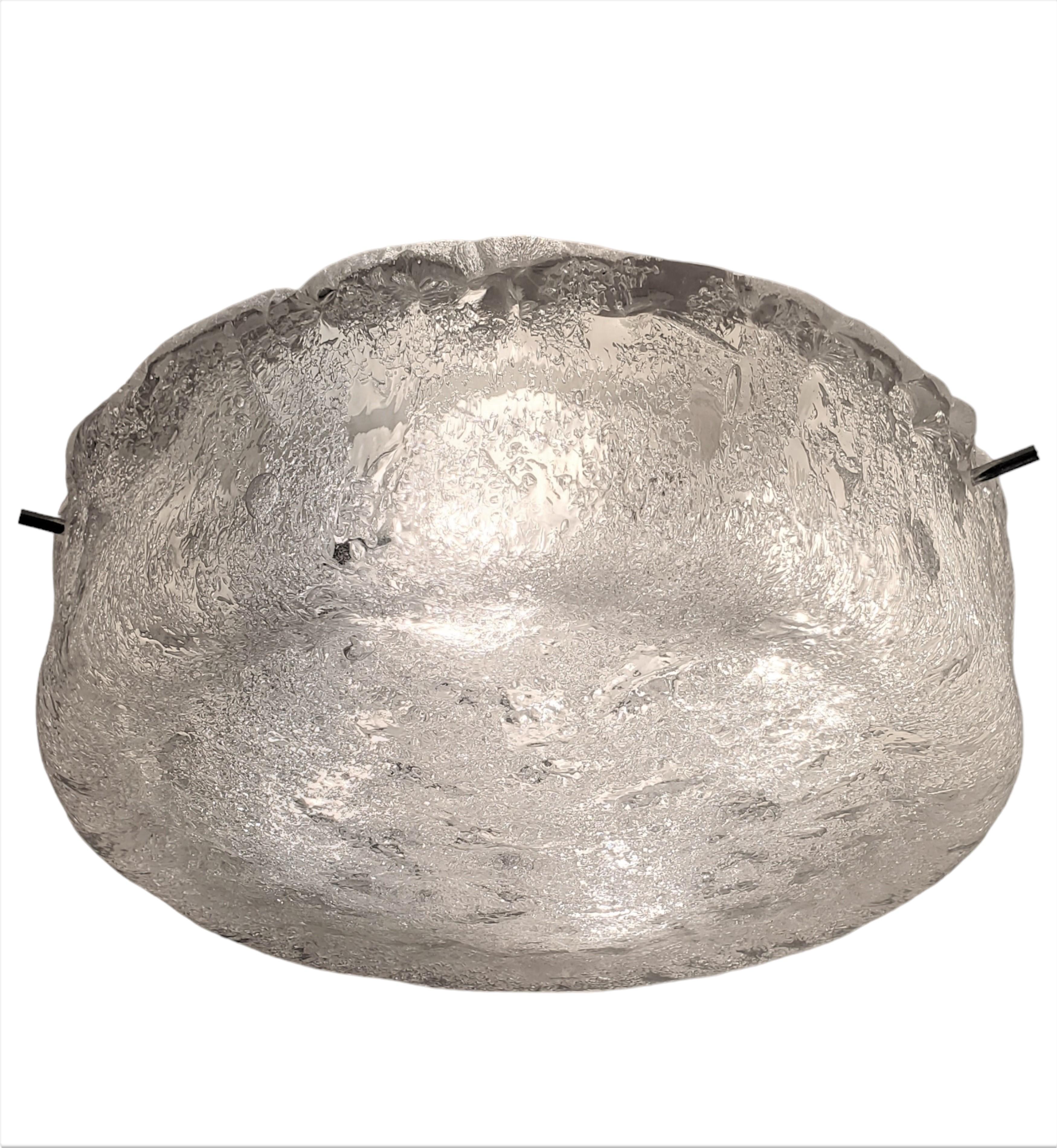 1960's round drum shape hand blown glass flush mount / ceiling light  For Sale 6