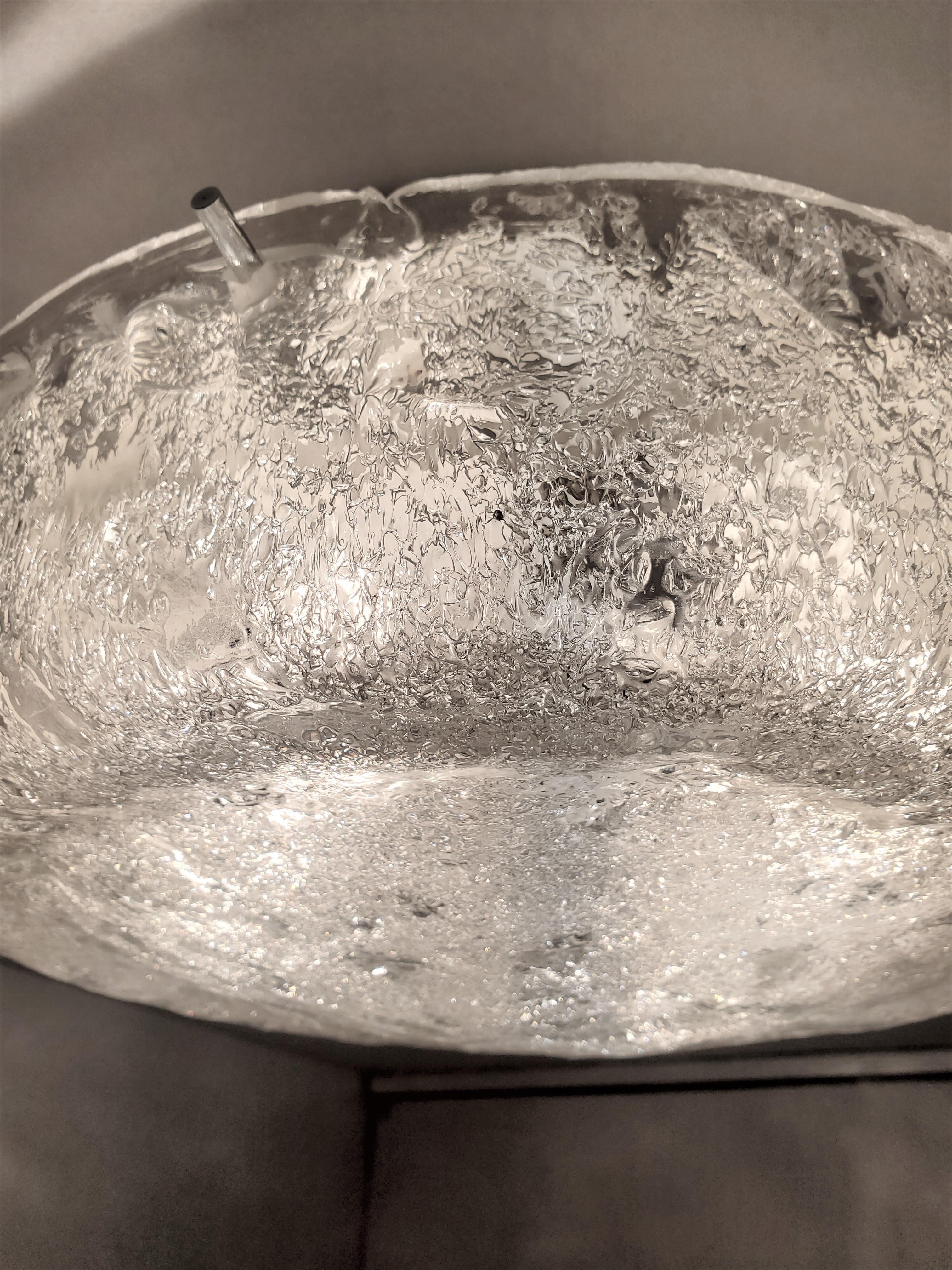 1960's round drum shape hand blown glass flush mount / ceiling light  For Sale 9