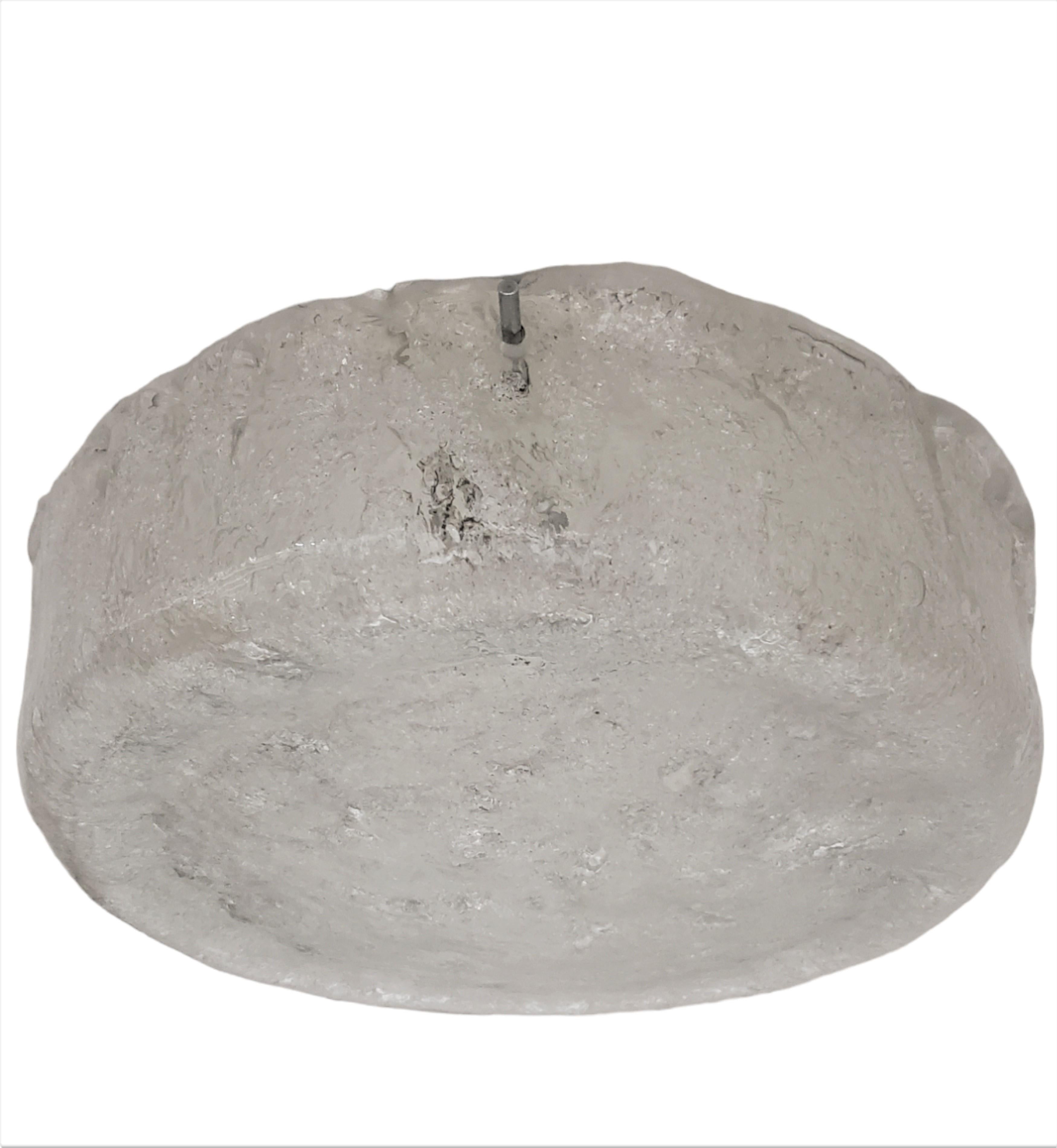 1960's round drum shape hand blown glass flush mount / ceiling light  For Sale 12