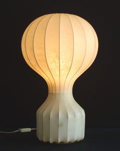 1960s Round Italian Spun Fiberglass Table Lamp by Castiglioni