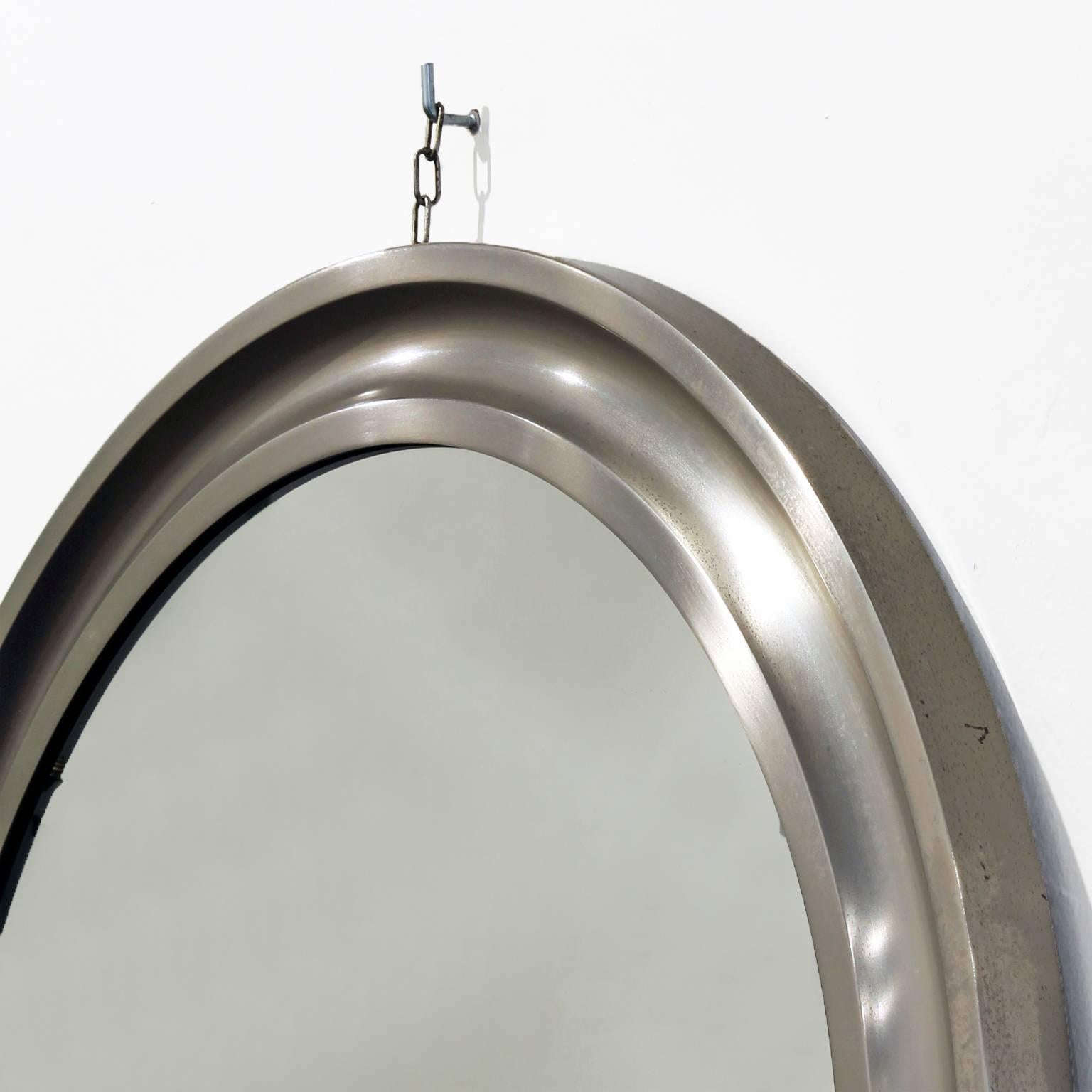 Mid-Century Modern Mirror, Aluminium Frame By Sergio Mazza for Artemide - Italy In Good Condition For Sale In Girona, ES