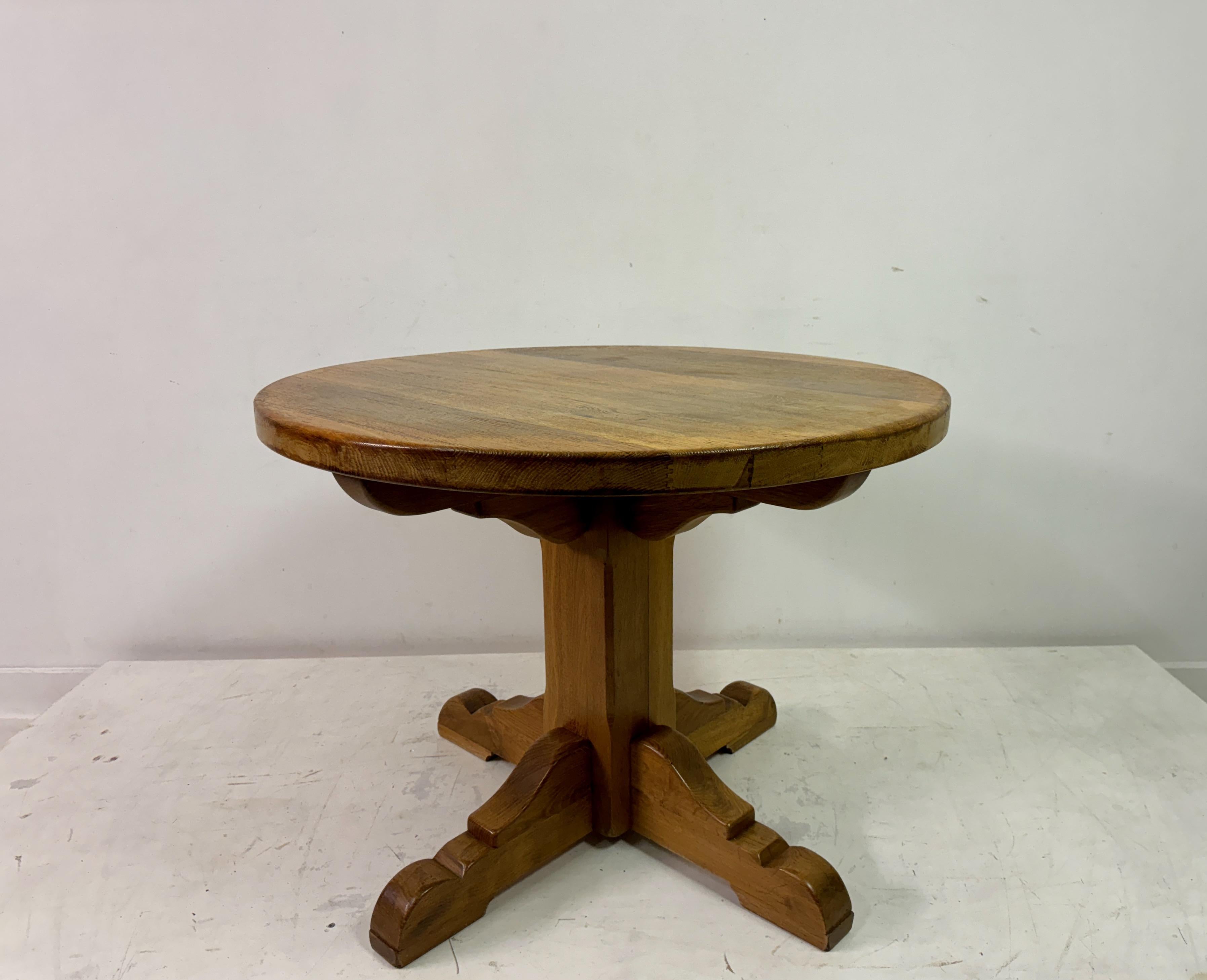 20th Century 1960s Round Oak Dining or Centre Table by De Puydt