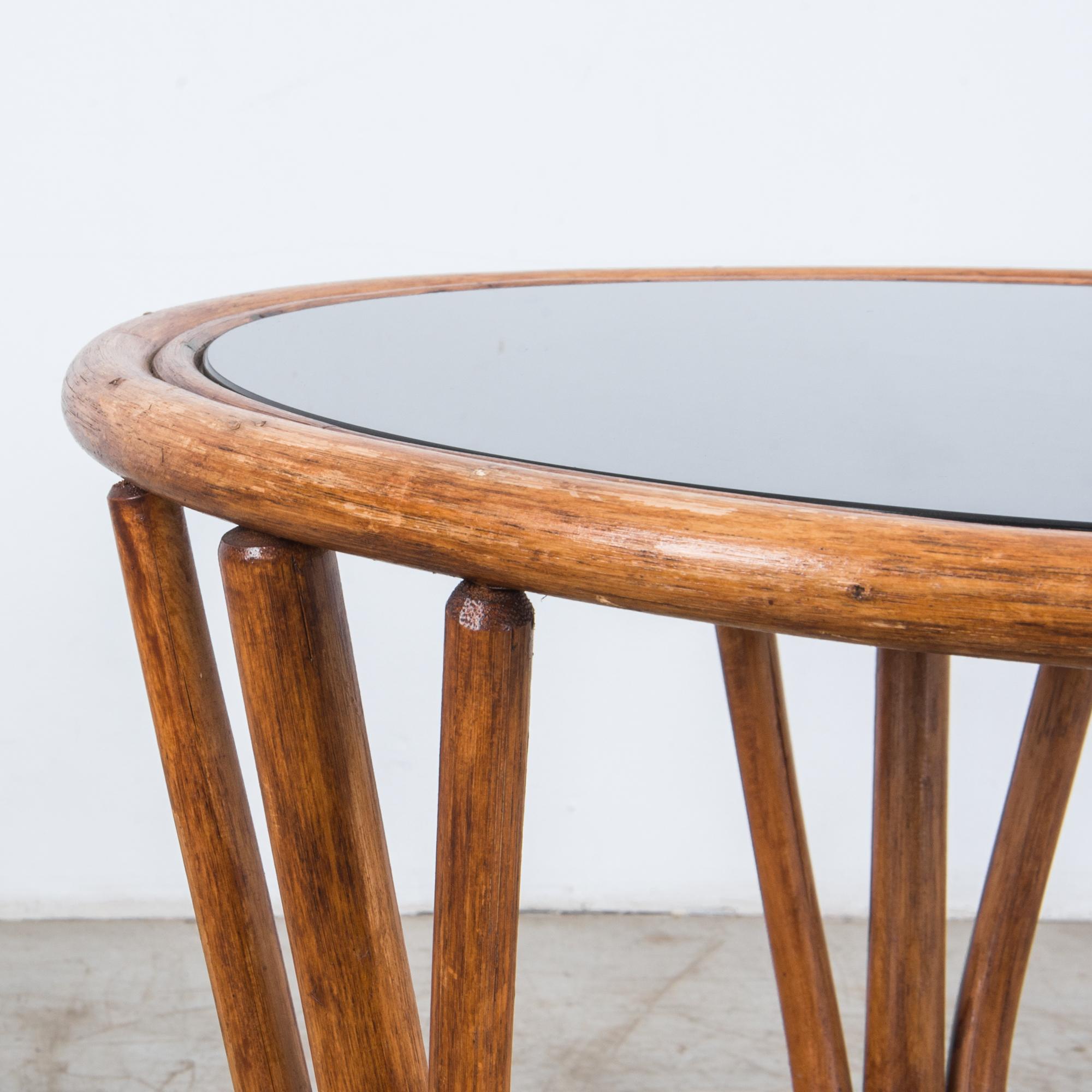 Mid-20th Century 1960s Round Rattan Coffee Table