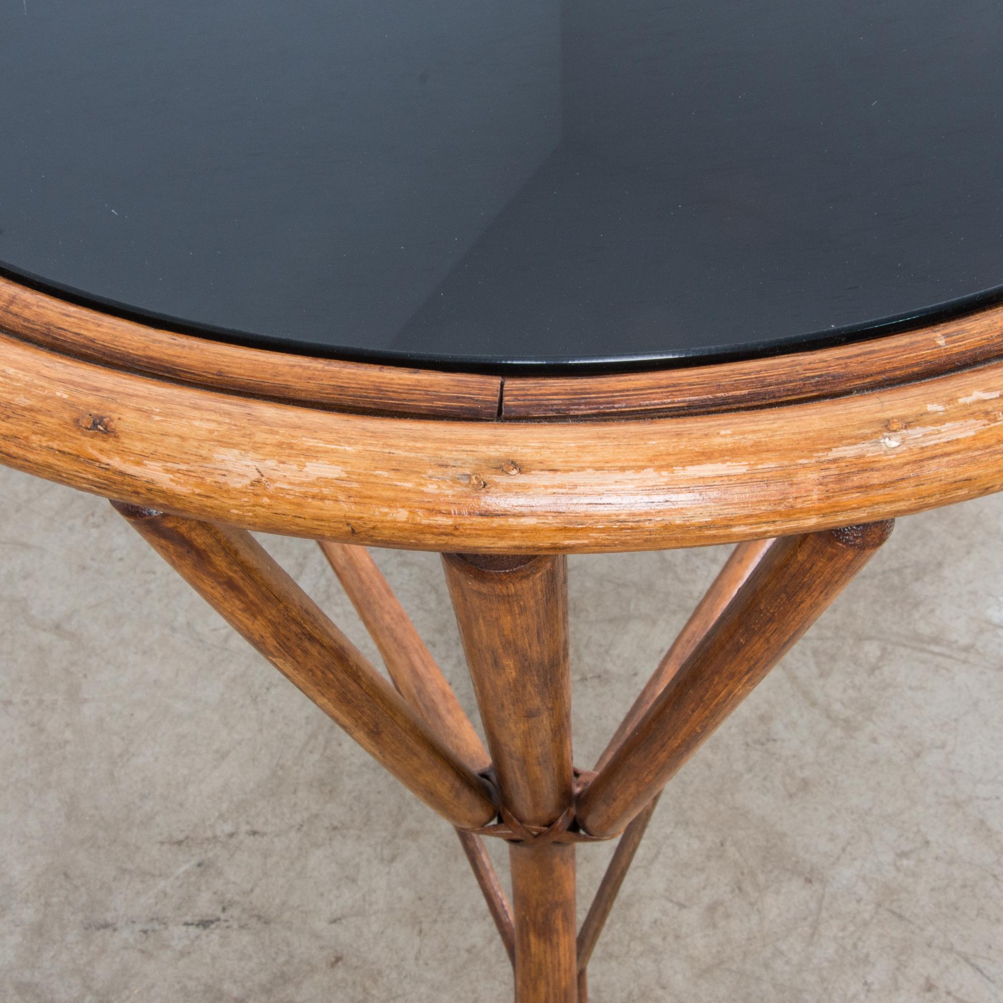 1960s Round Rattan Coffee Table 1