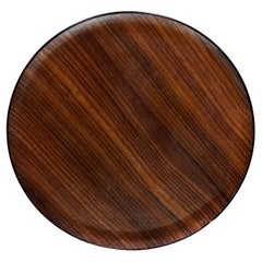 1960s Round Service Tray Lacquered Rosewood