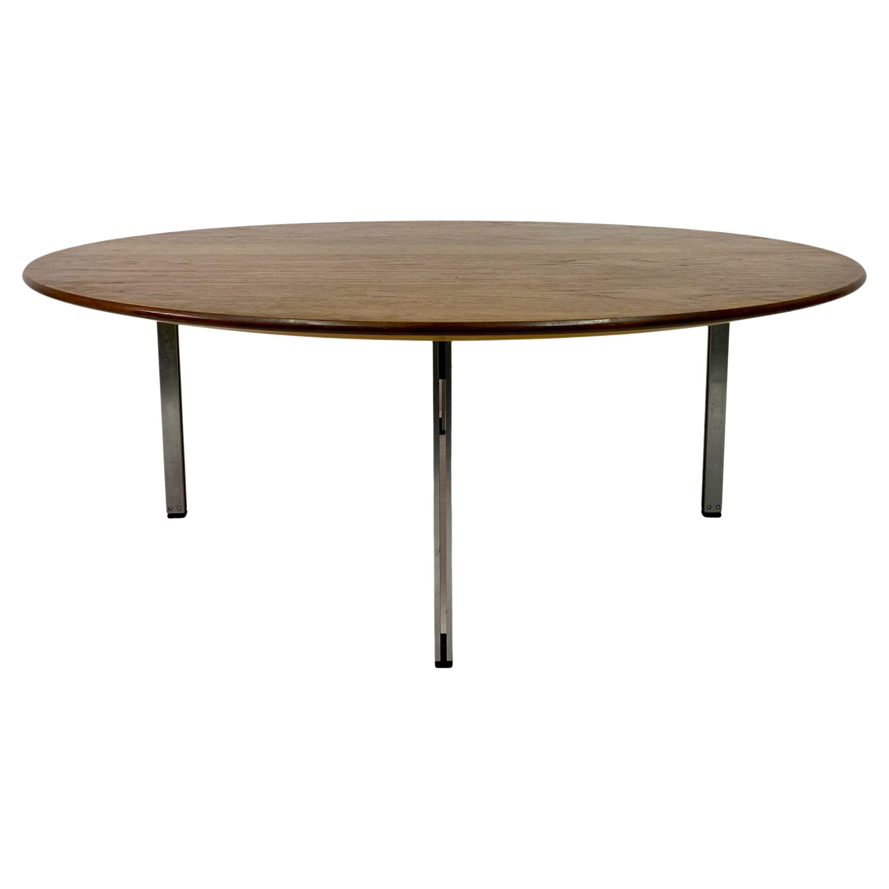 Round Teak, Walnut and Rosewood Inlaid Pedestal Coffee Table at 1stDibs