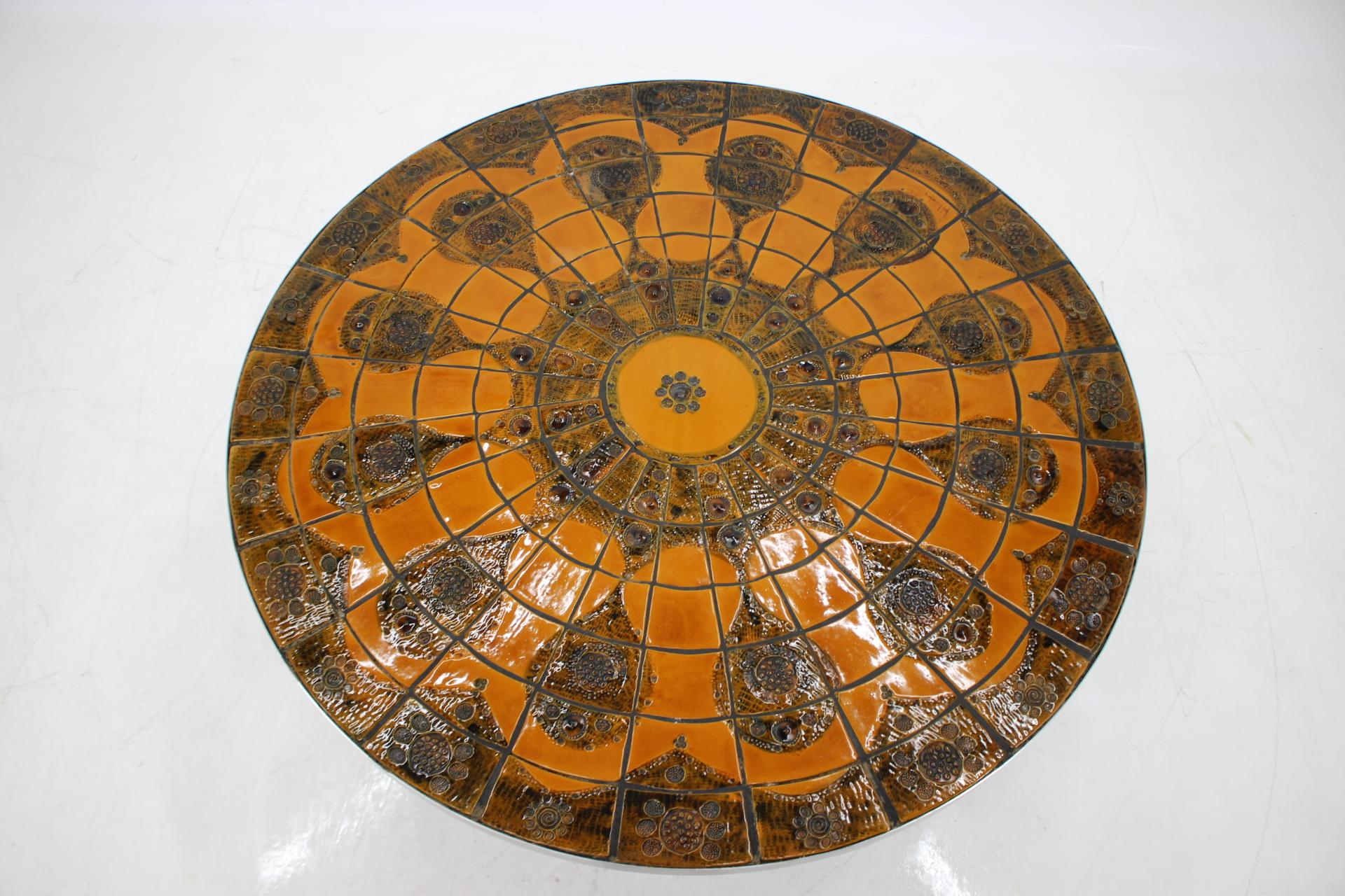 Mid-20th Century 1960s Round Tile-Top Coffee Table by Lilly Just Lichtenberg for Poul Cadovius