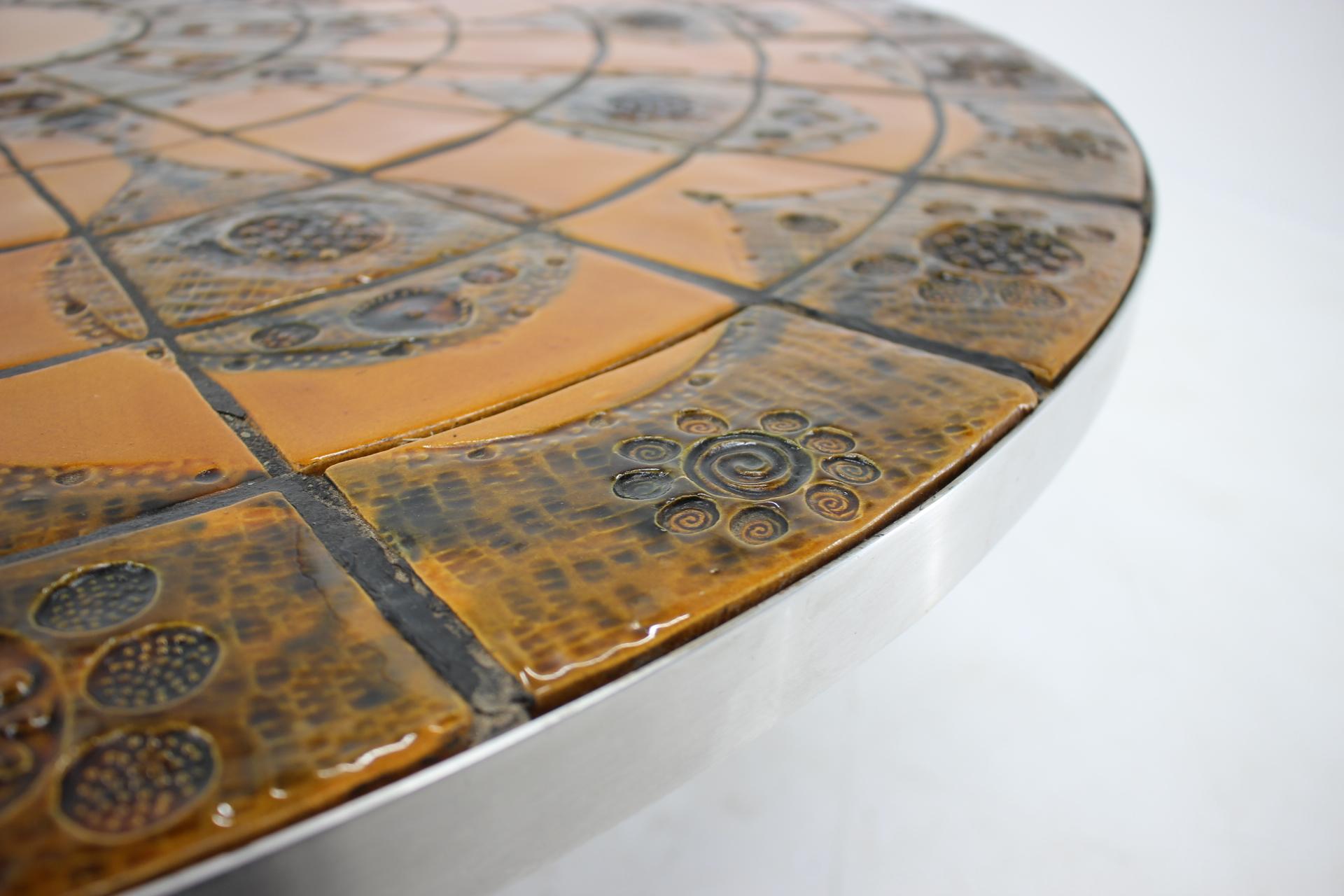 1960s Round Tile-Top Coffee Table by Lilly Just Lichtenberg for Poul Cadovius 1