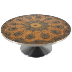 1960s Round Tile-Top Coffee Table by Lilly Just Lichtenberg for Poul Cadovius